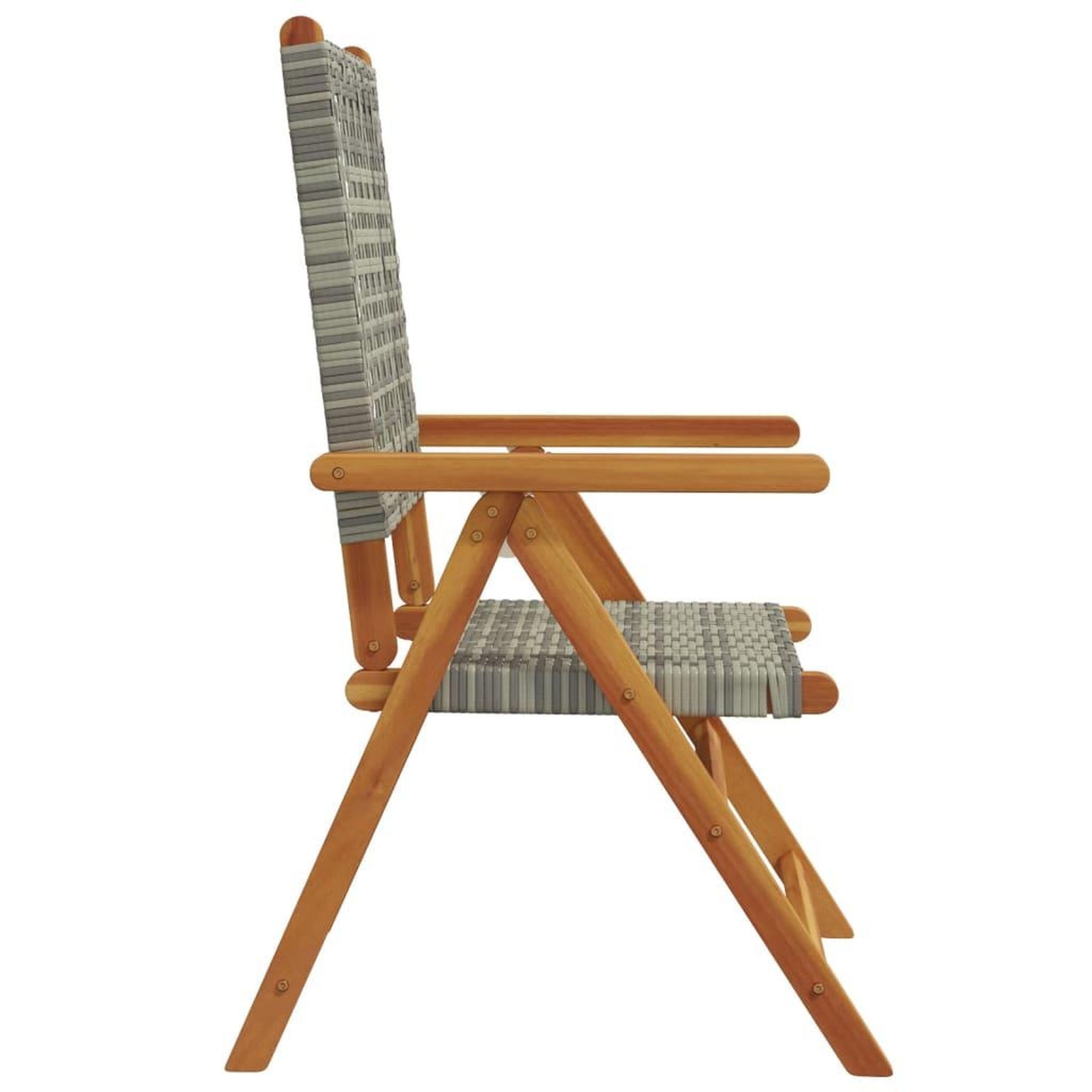 Voir la diapositive 5 : VIDAXL Chaises inclinables de jardin lot de 4 gris rotin bois massif