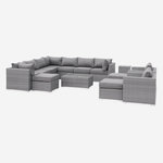 SWEEEK Salon de jardin haut de gamme en résine tressée arrondie VERONA 12 à 14 places. Coloris disponibles : Gris, Beige