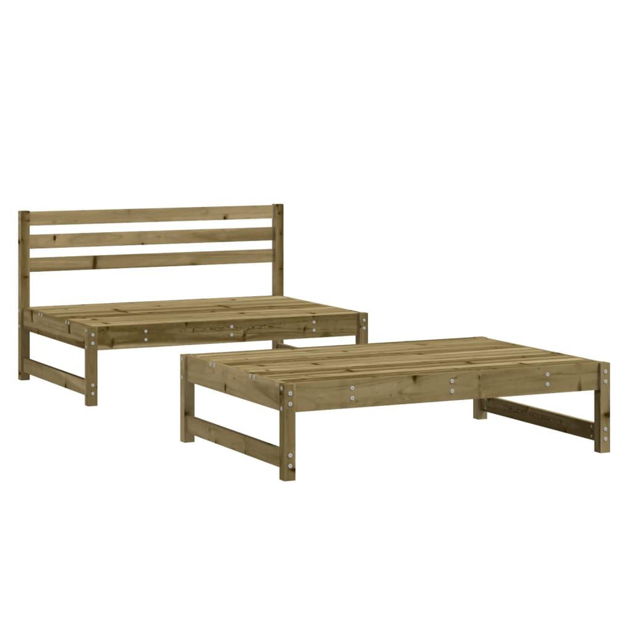 Voir la diapositive 2 : VIDAXL Salon de jardin 2 pcs bois de pin impregne