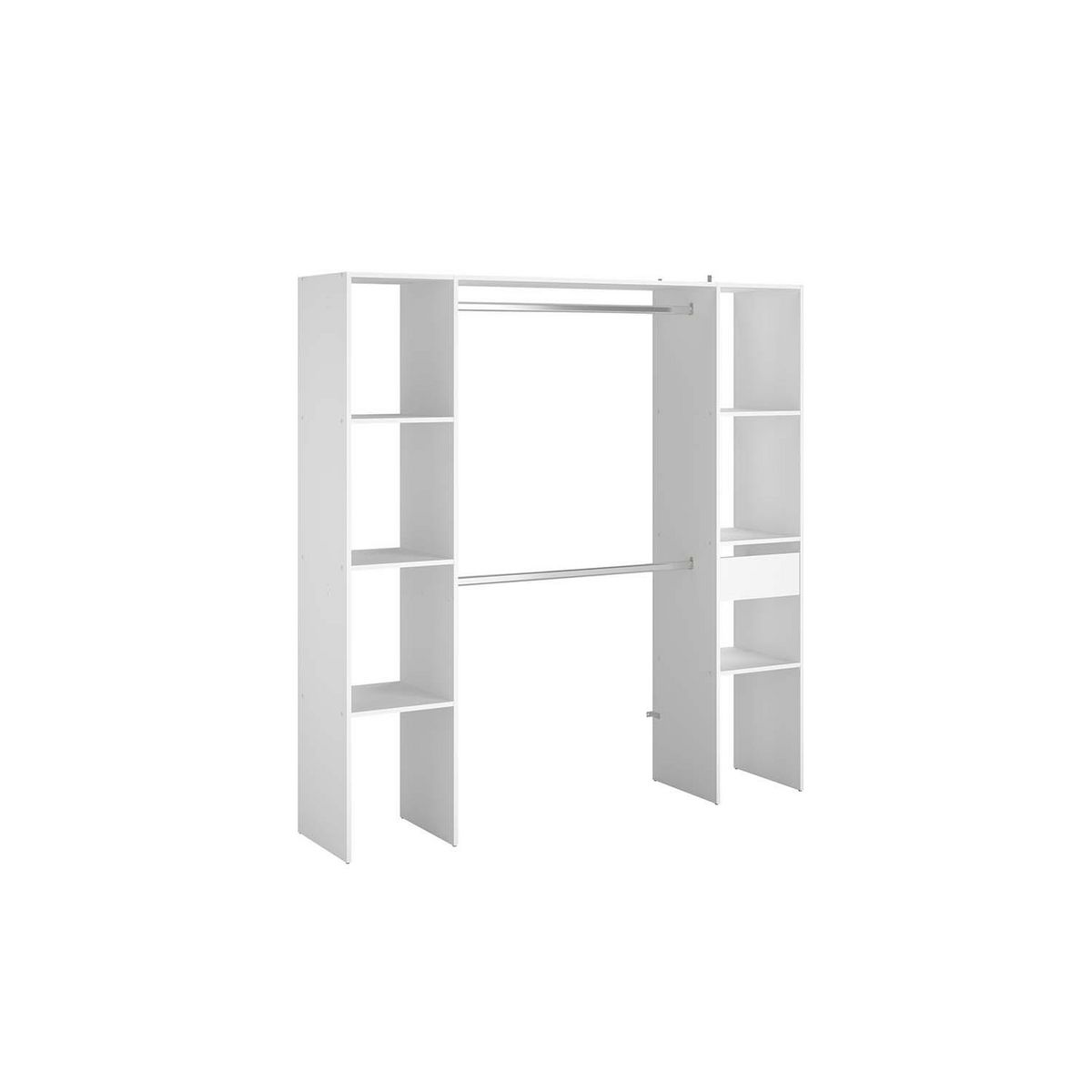 CONCEPT USINE Dressing blanc 6 étagères, 1 tiroir, 2 penderies 180 x 40 x 180 cm ELYSEE