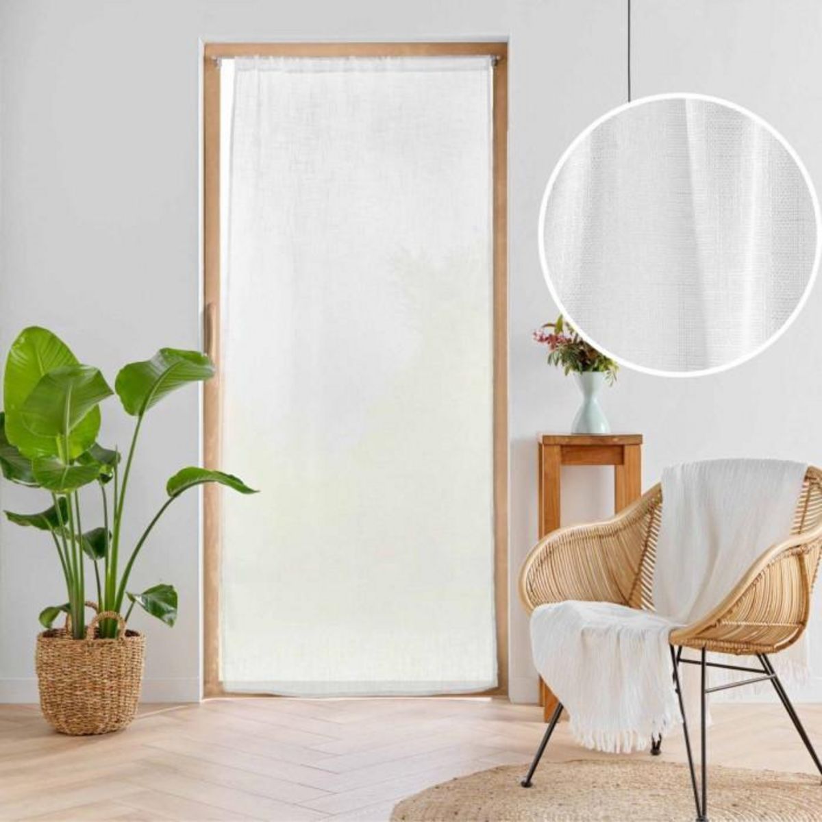 Paris Prix Voilage Passe-Tringle  Haltona  90x200cm Blanc