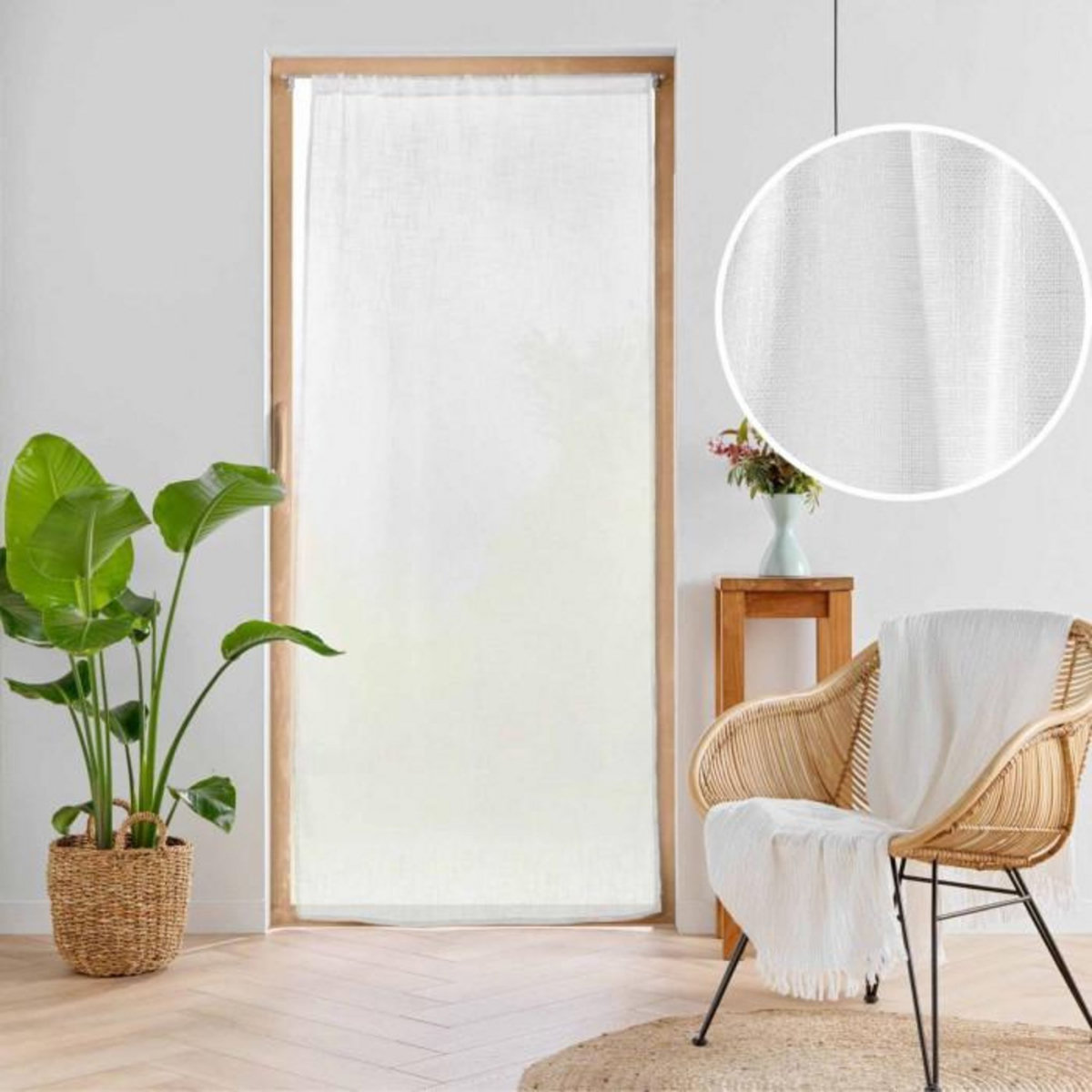 Paris Prix Voilage Passe-Tringle  Haltona  90x200cm Blanc