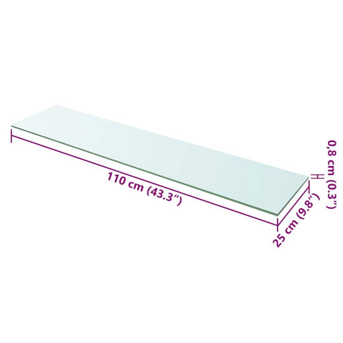VIDAXL Panneaux d'etagere 2 pcs Verre Transparent 110 x 25 cm