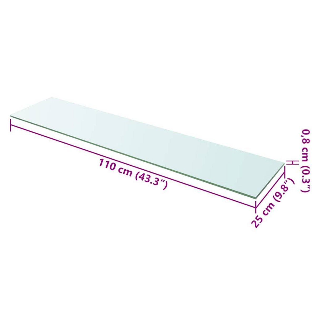 VIDAXL Panneaux d'etagere 2 pcs Verre Transparent 110 x 25 cm
