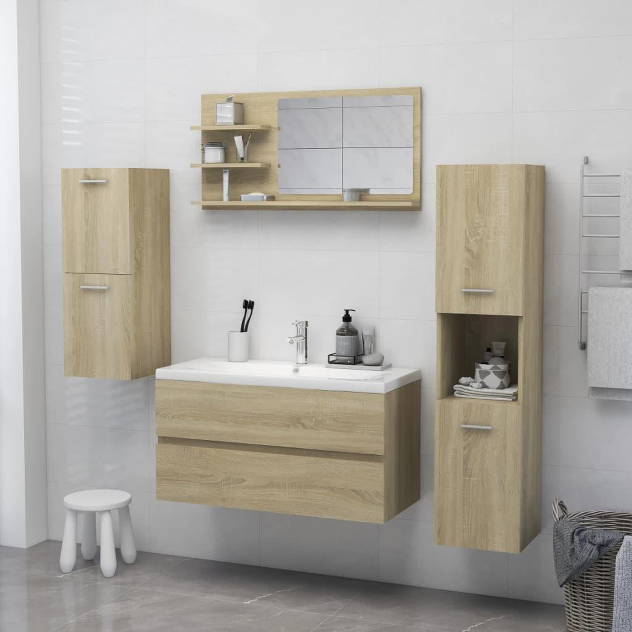 Voir la diapositive 4 : VIDAXL Miroir de salle de bain chene sonoma bois d'ingenierie