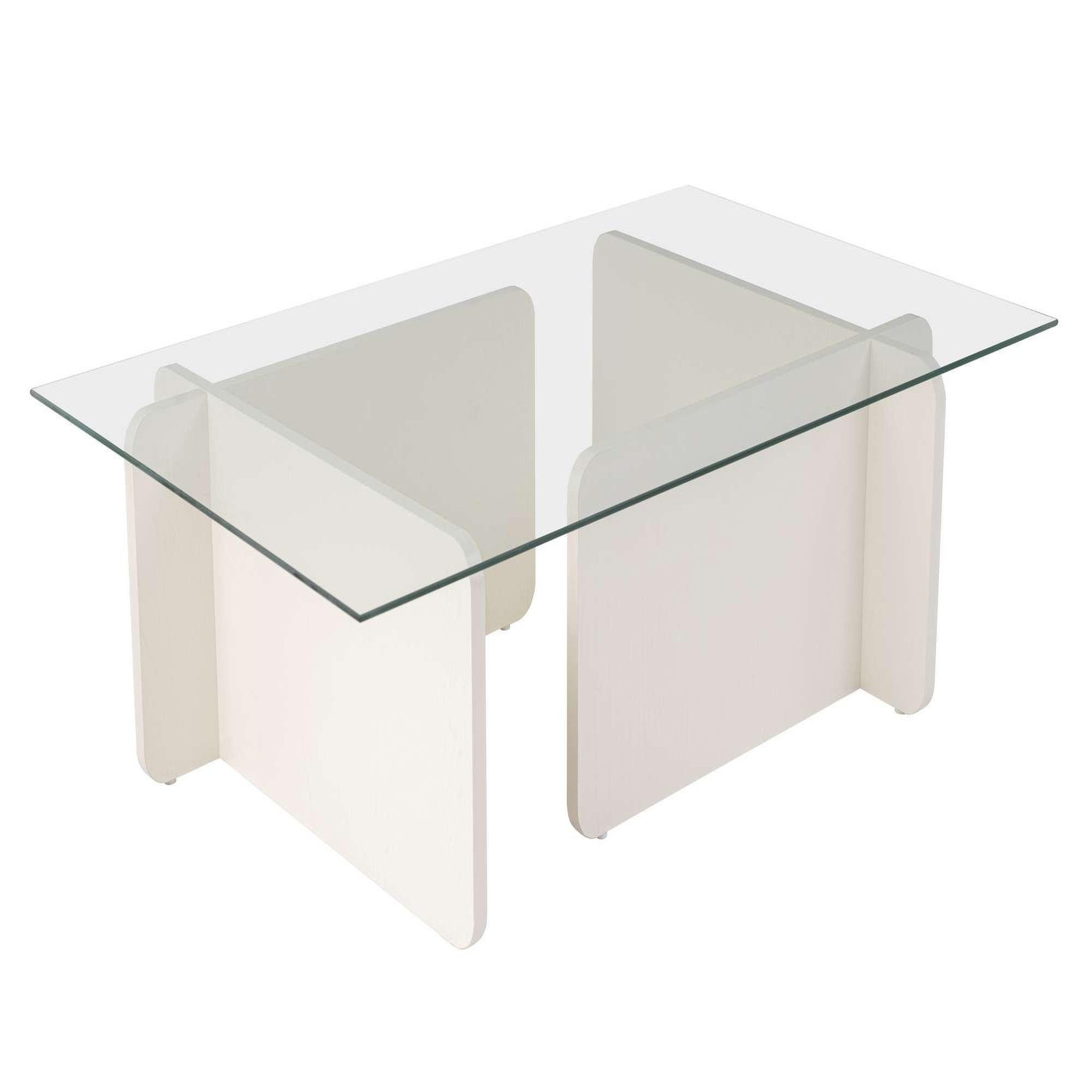 Habitat et Jardin Table basse en verre  flavio  105 x 65 x 30 cm - bois blanc