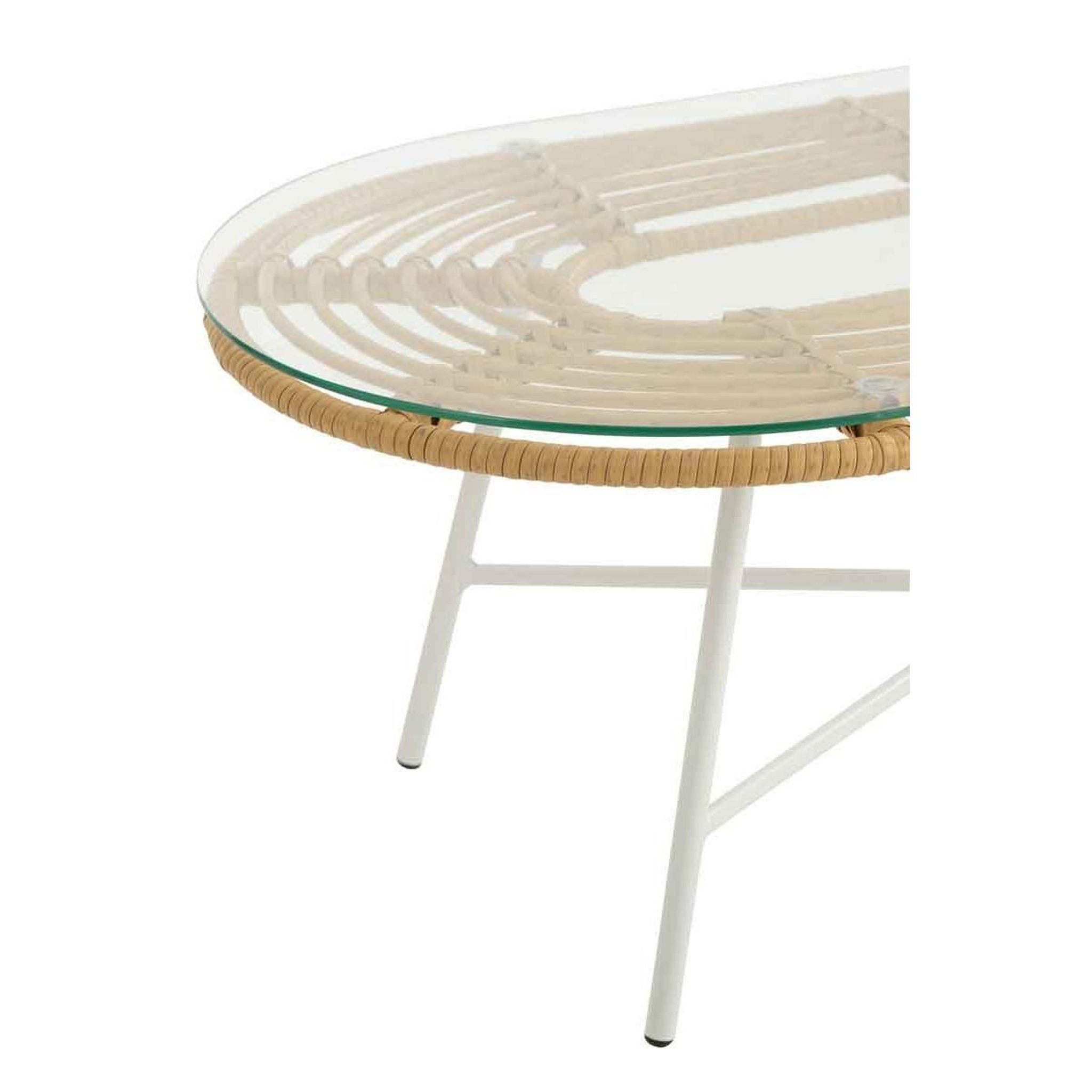 Voir la diapositive 4 : J-LINE Table Basse de Jardin  Celeste  90cm Naturel & Blanc