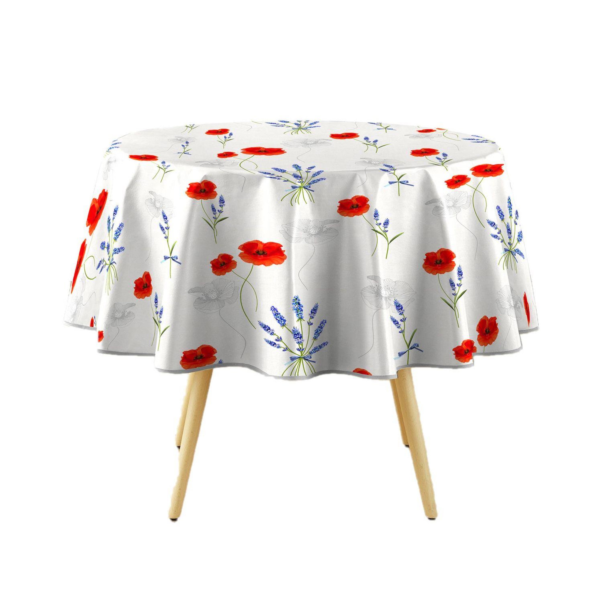 Douceur d'Intérieur Nappe ronde Arles - Diam. 160 cm - Gris et rouge