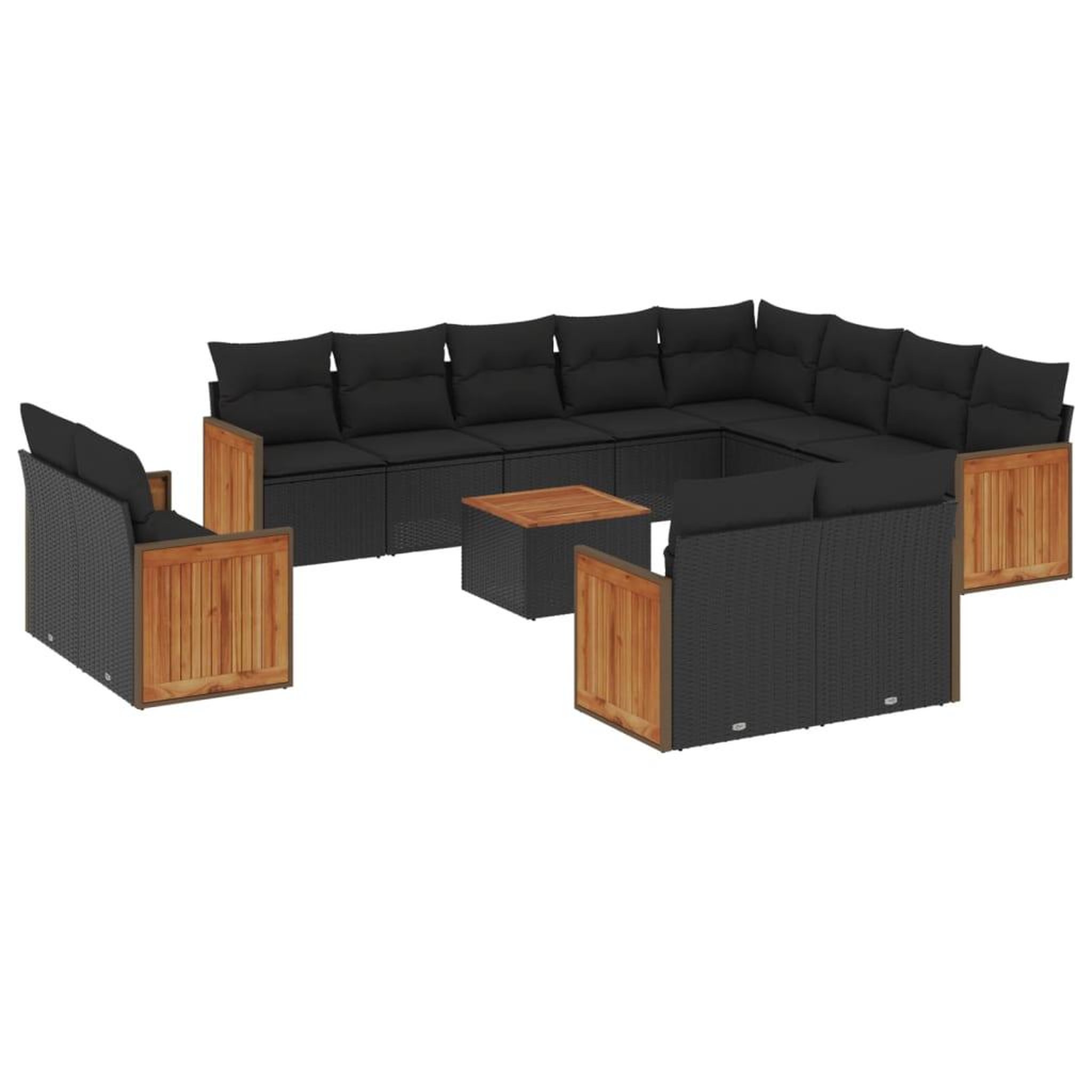 Voir la diapositive 2 : VIDAXL Salon de jardin avec coussins 13 pcs noir resine tressee