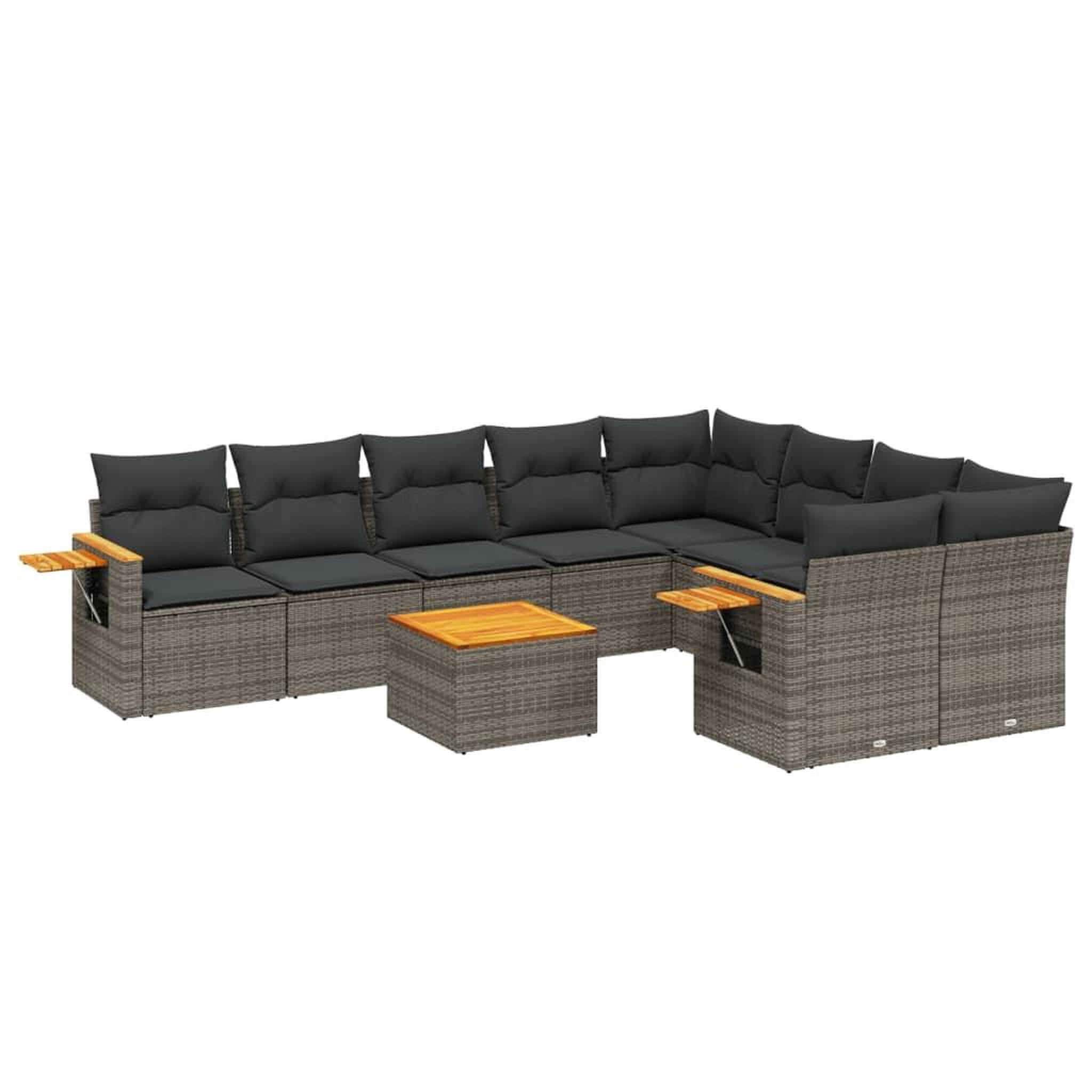 Voir la diapositive 2 : VIDAXL Salon de jardin avec coussins 10 pcs gris resine tressee