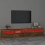 Voir la diapositive 5 : VIDAXL Meuble TV avec lumieres LED Chene fume 240x35x40 cm