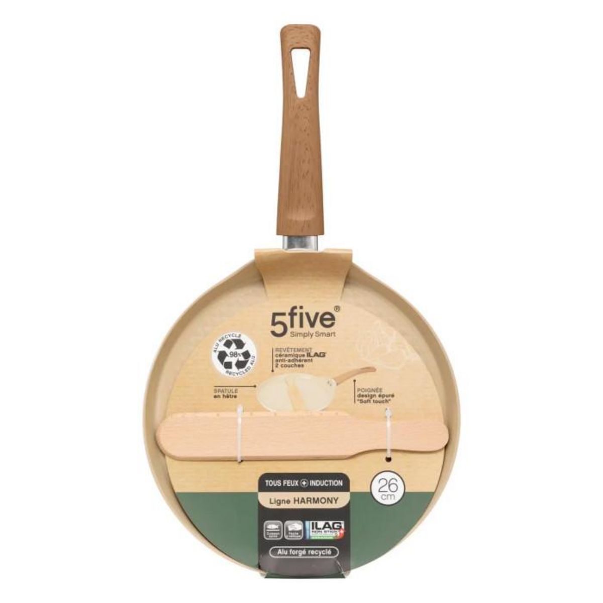 FIVE Poêle à Crêpe en Aluminium Forgé  Harmony  26cm Beige