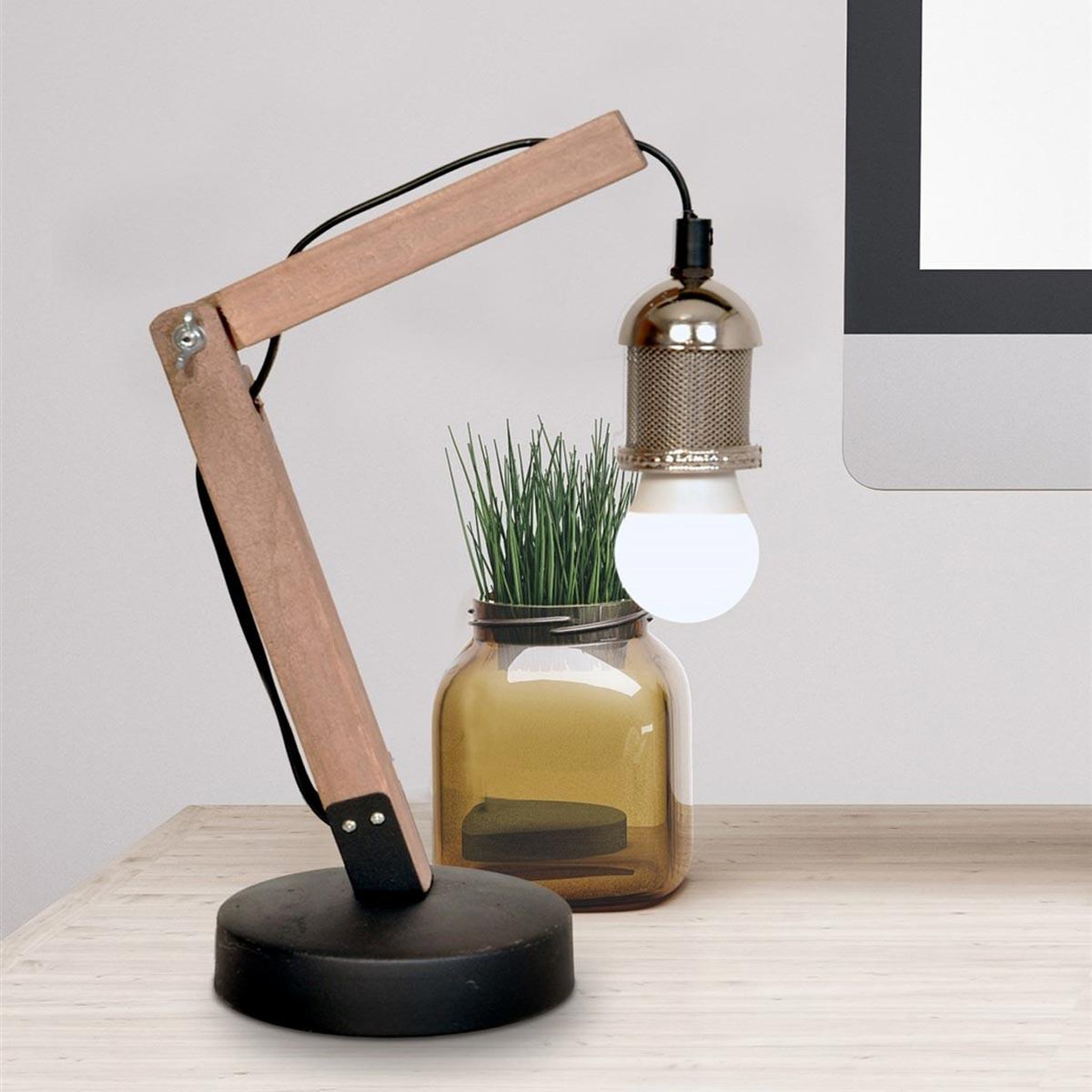 Voir la diapositive 3 : Paris Prix Lampe de Bureau en Bois  Rossa I  38cm Naturel