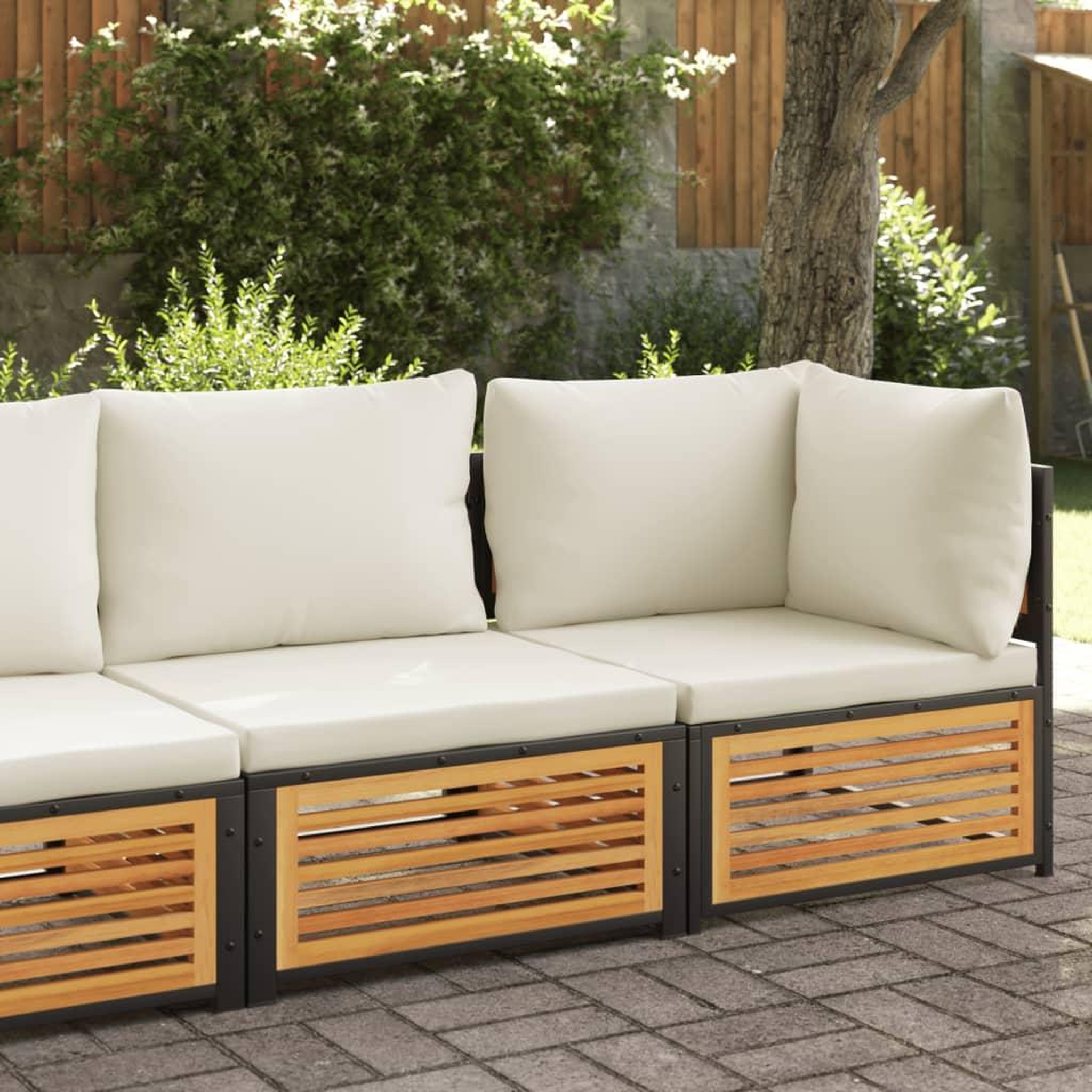 VIDAXL Canape de jardin avec coussins 2 places bois massif d'acacia