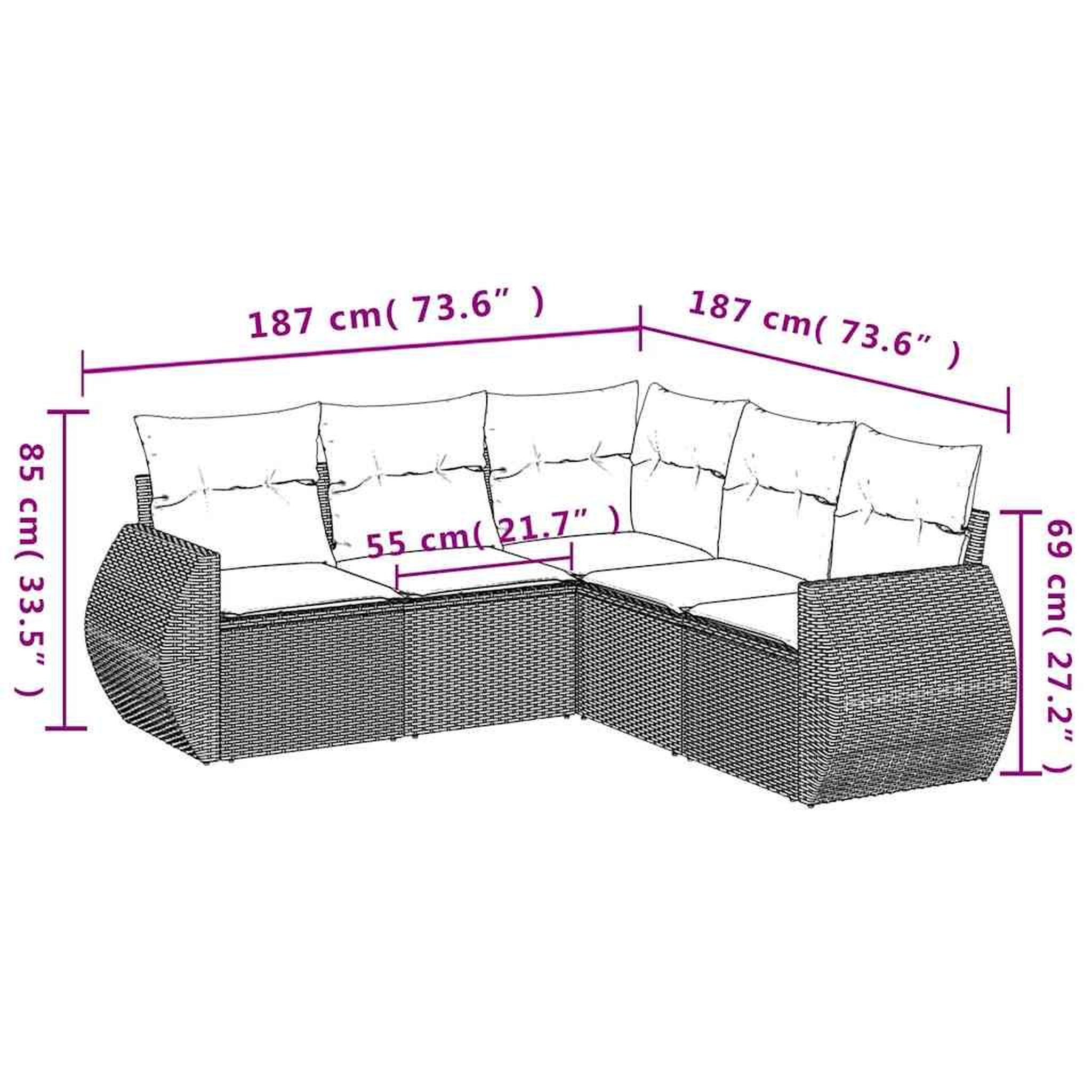 Voir la diapositive 3 : VIDAXL Salon de jardin 5 pcs avec coussins gris clair resine tressee