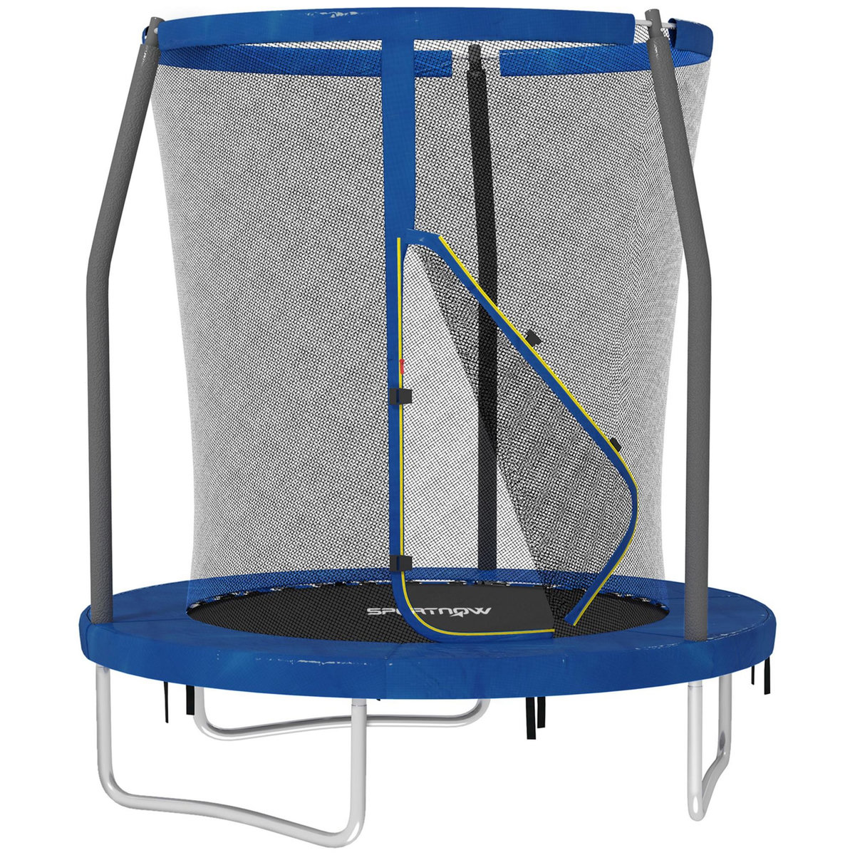HOMCOM Trampoline de jardin enfant Ø183 cm - couvre-ressort, filet de sécurité porte zippée verrouillable inclus - acier bleu