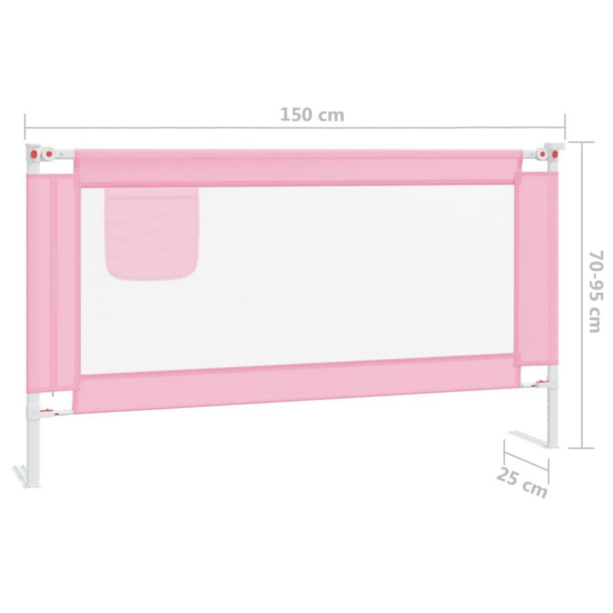 VIDAXL Barriere de securite de lit d'enfant Rose 150x25 cm Tissu