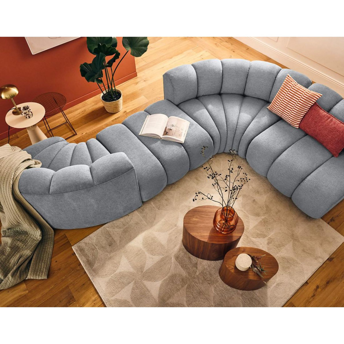 LISA DESIGN Debbie - pouf en tissu texturé