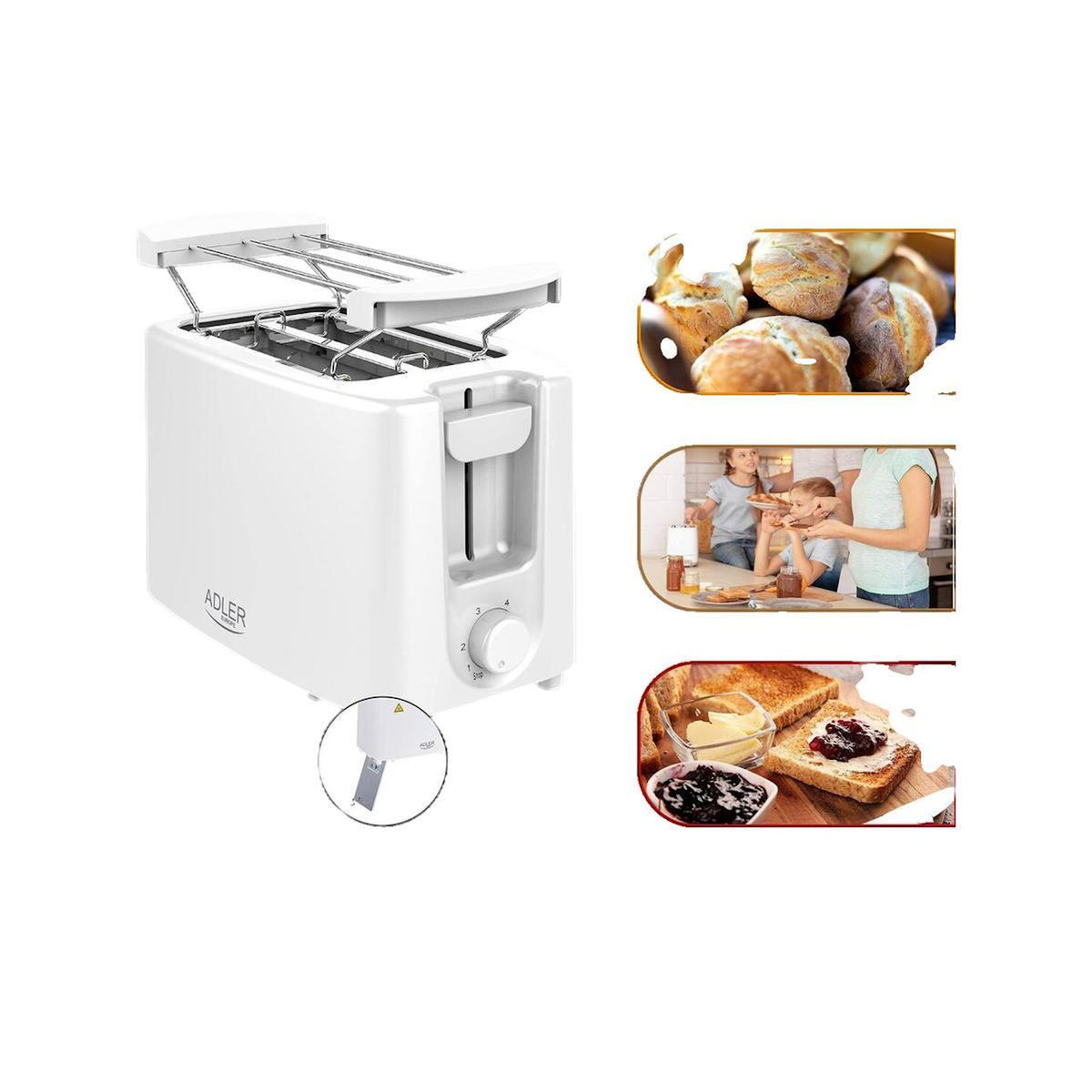 ADLER Grille-pain Adler AD 3223 Blanc