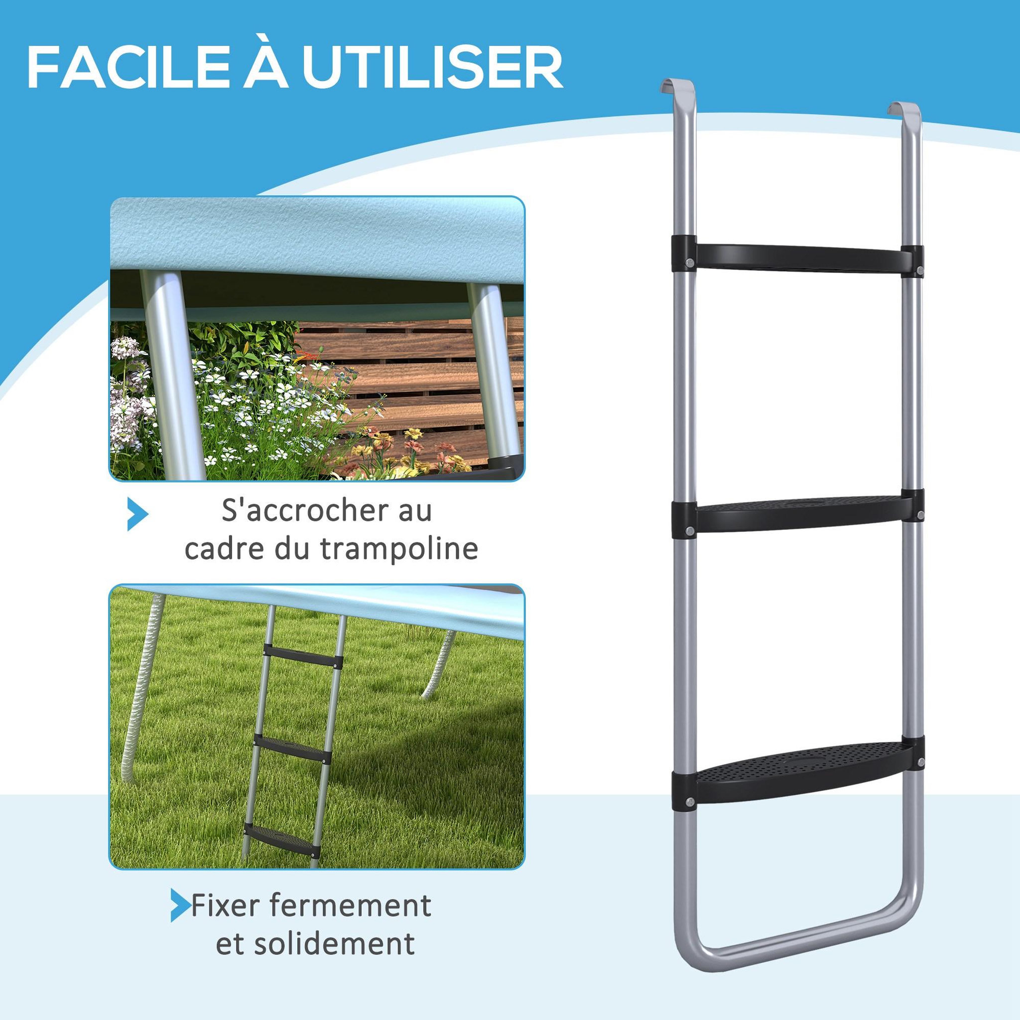 Voir la diapositive 6 : HOMCOM Échelle de trampoline 3 ou 2 échelons 120 Kg max.