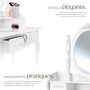 Voir la diapositive 3 : tectake Coiffeuse table de maquillage au look vintage avec tabouret rembourré blanc