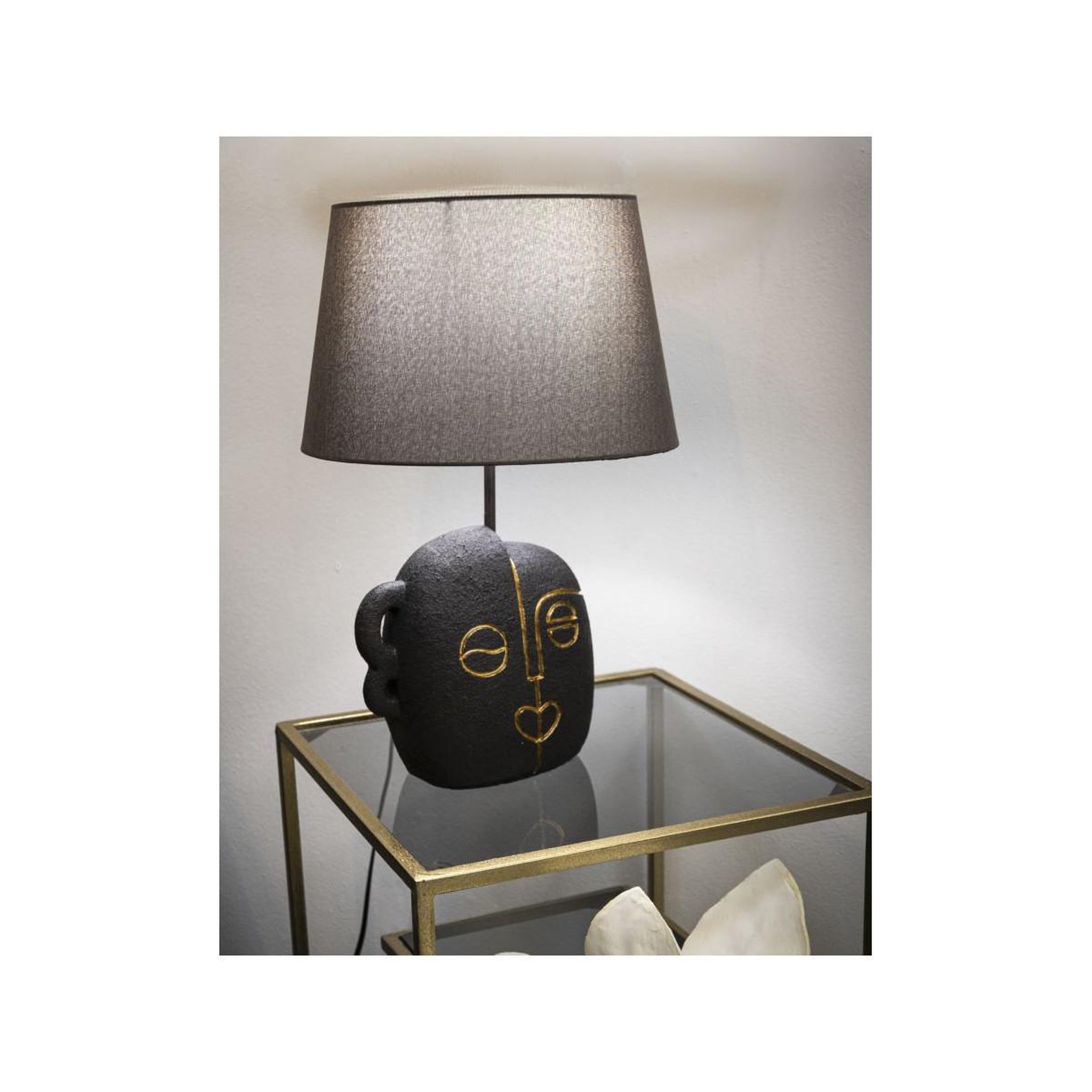 Voir la diapositive 5 : Paris Prix Lampe à poser en résine  tribal  46cm marron