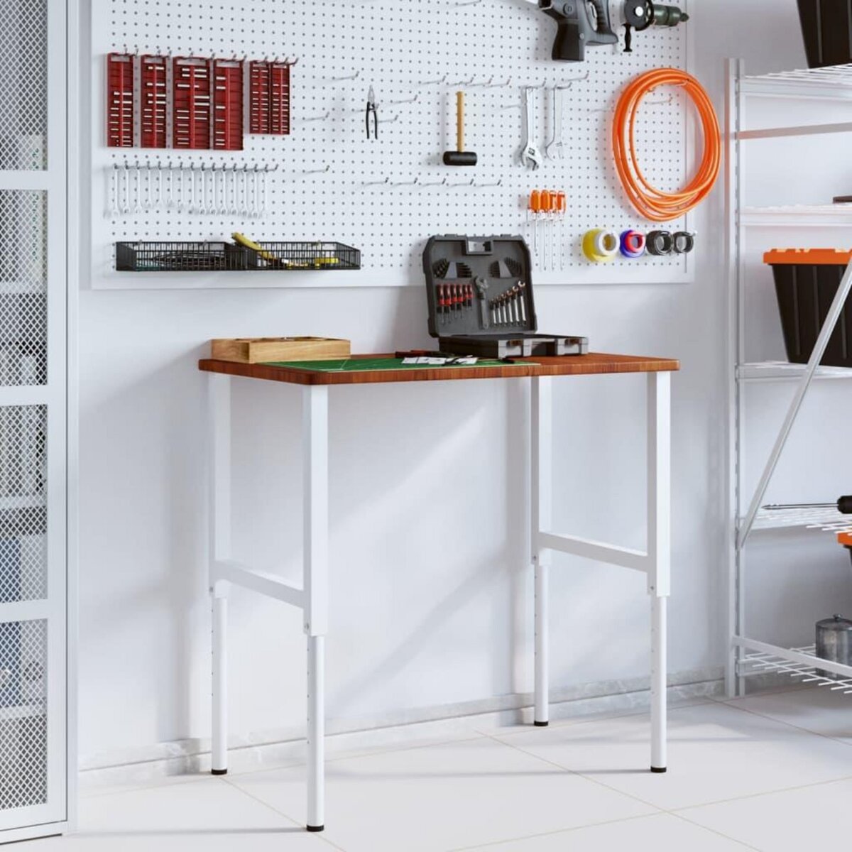 VIDAXL Etabli marron fonce bois de chene massif rectangulaire