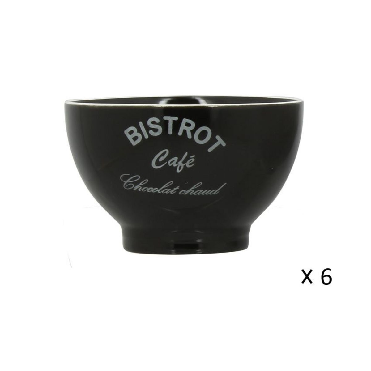 Lot de 6 bols 13 cm en grès BISTROT Noir