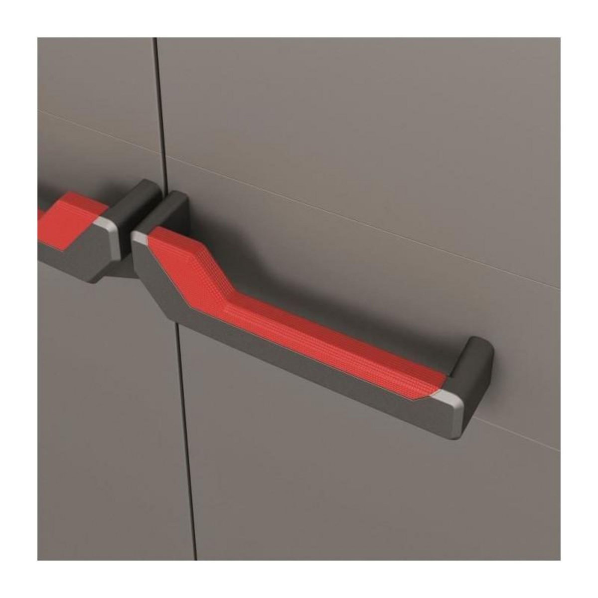 Keter KETER | ARMOIRE BASSE STILO, Gris / Noir / Rouge, 68 x 39 x 90 cm