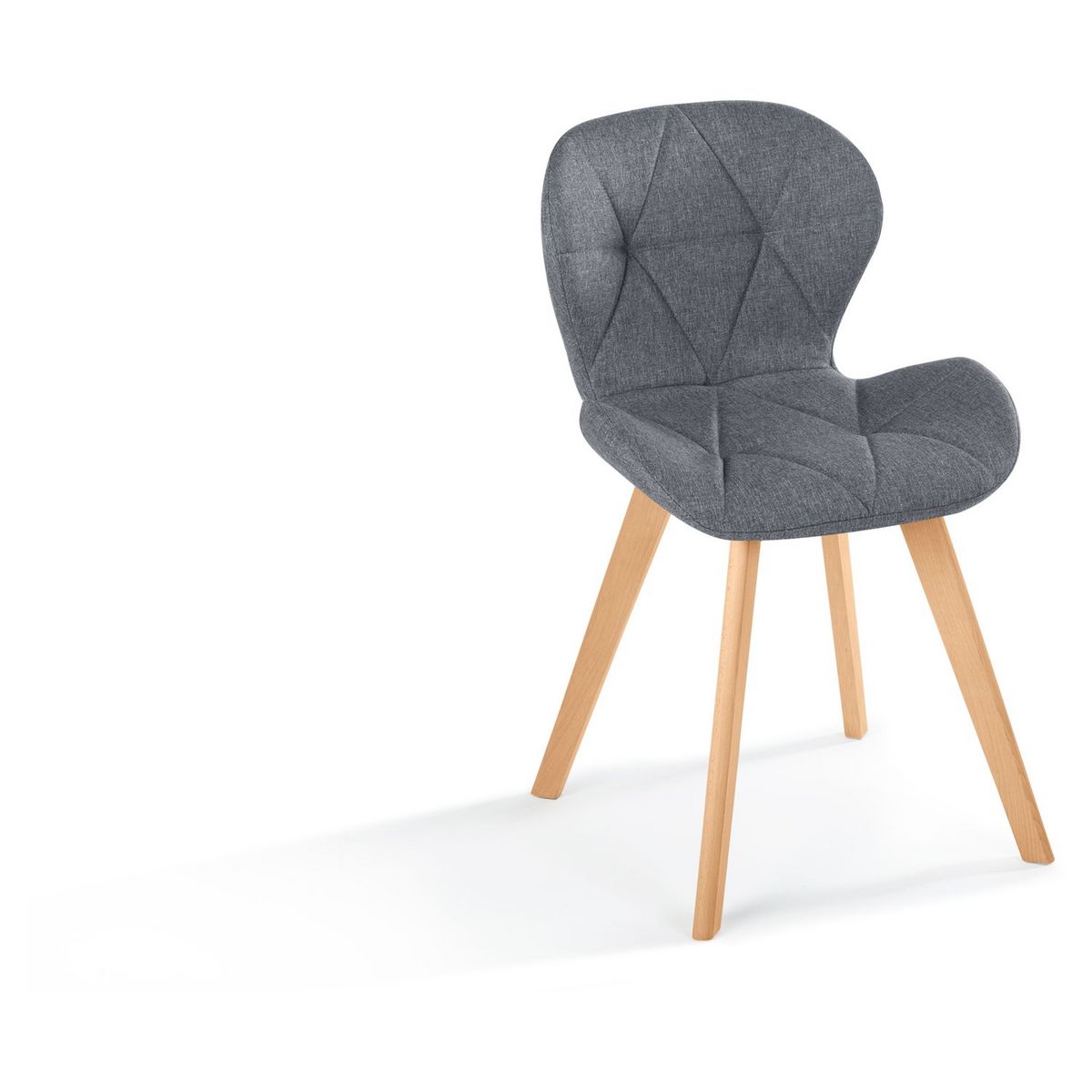 Lot de 2 chaises en tissu style scandinave pieds bois massif GAYA