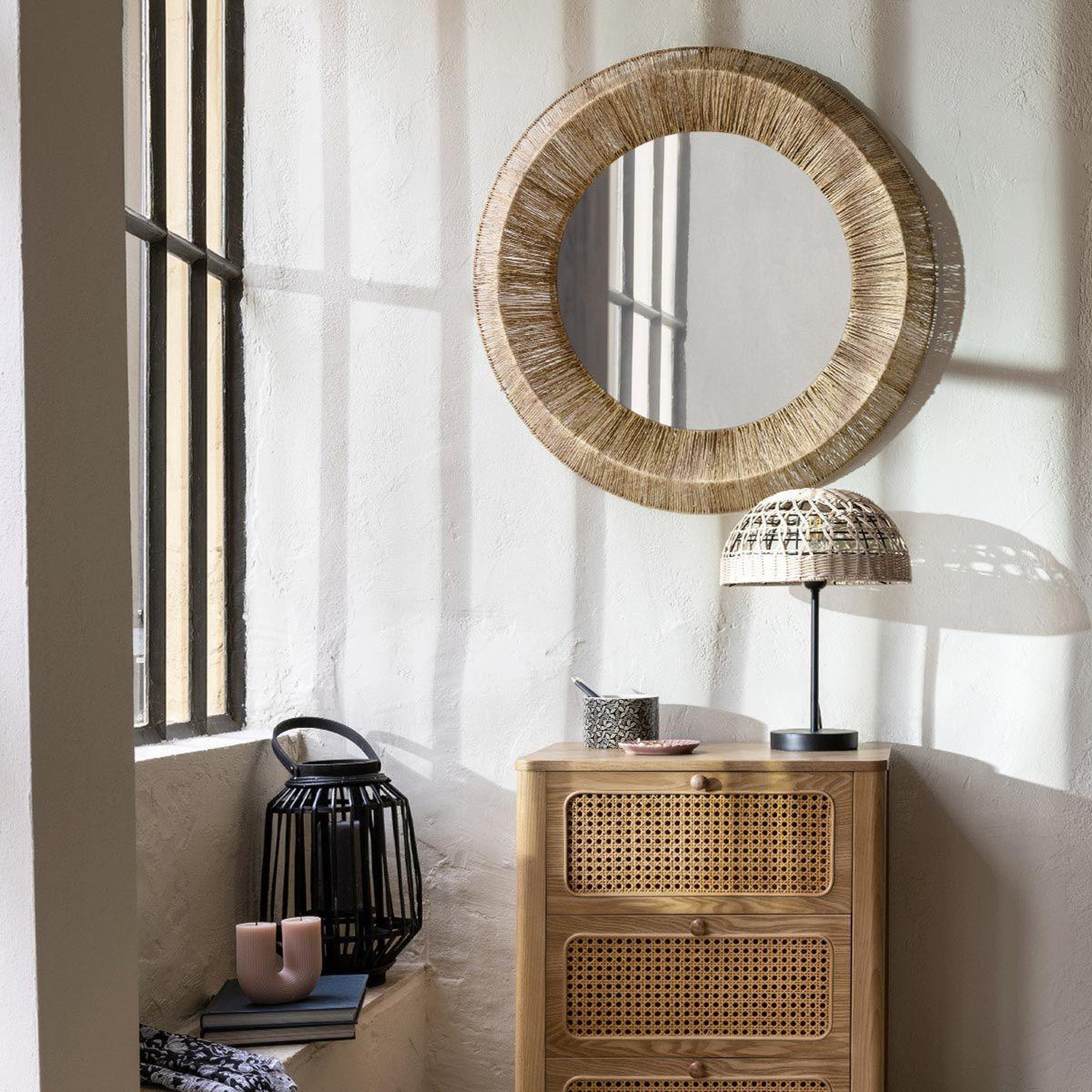Voir la diapositive 5 : ATMOSPHERA Lampe à poser en rotin  rory  41cm beige