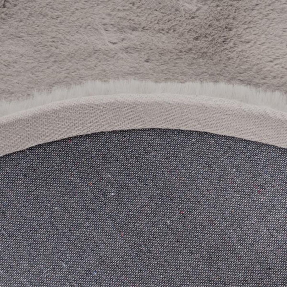 Paris Prix Tapis Uni Rond Doux à Poils Longs  Rabbit  Argent