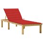 VIDAXL Chaise longue avec coussin rouge Bois de pin impregne