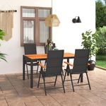 VIDAXL Ensemble a manger de jardin 5 pcs noir et marron