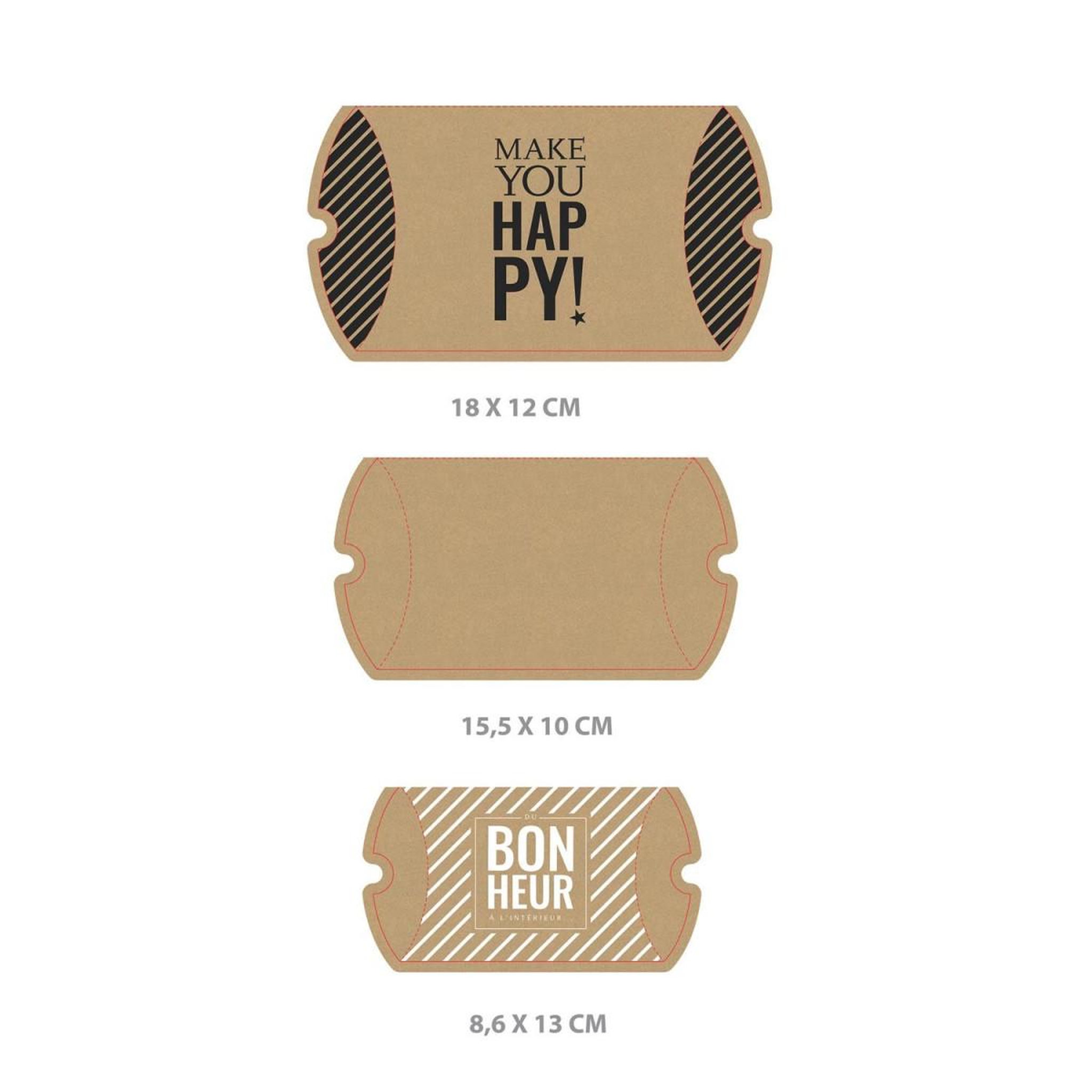 Voir la diapositive 2 : PARTY TIME Lot de 3 boîtes kraft  berlingot  18cm marron