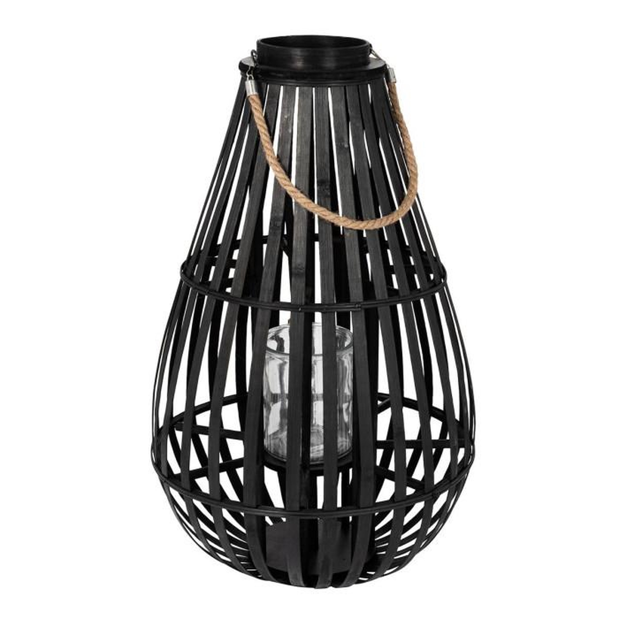 Paris Prix Lanterne Déco en Bambou  Goutte  70cm Noir