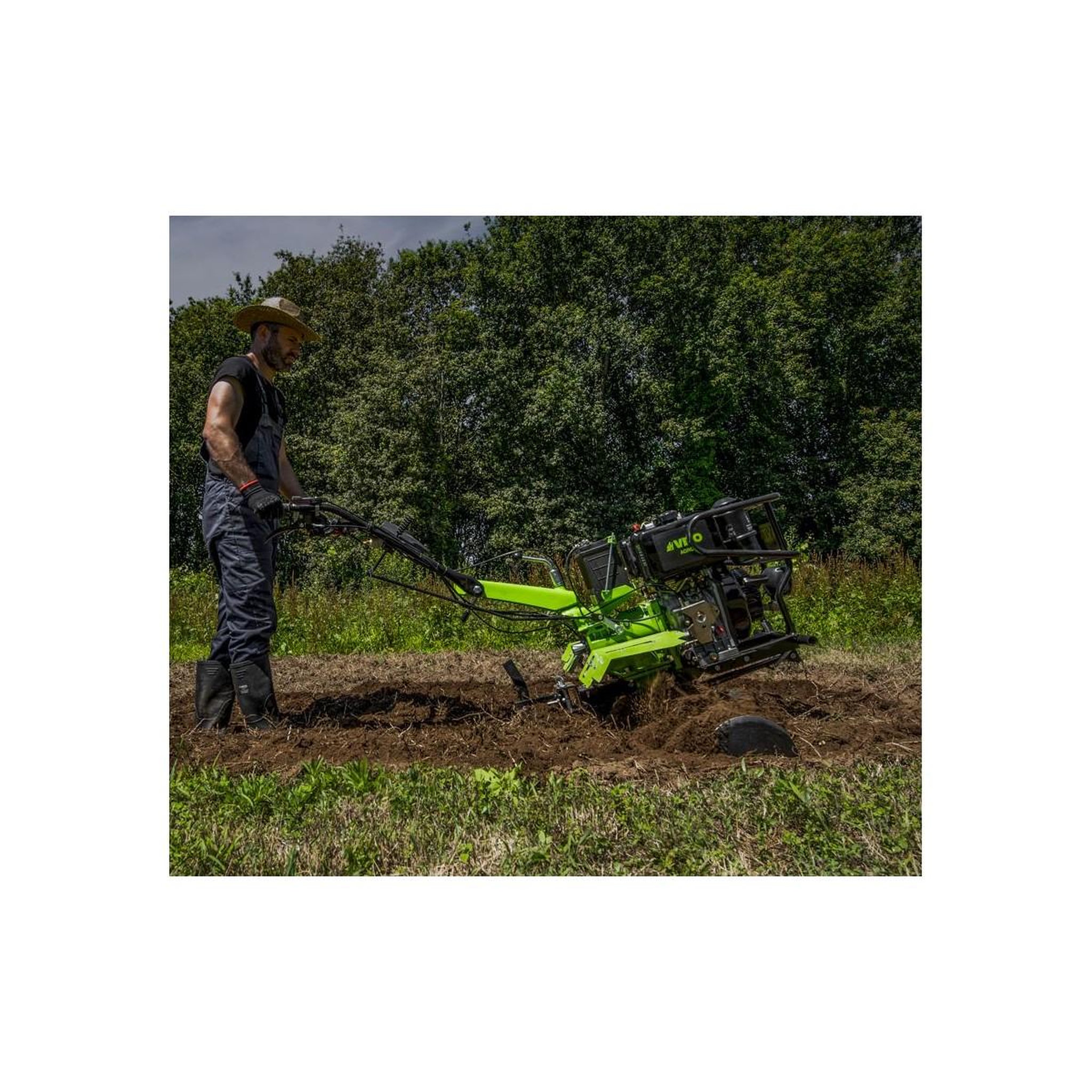 Voir la diapositive 2 : VITO Garden Motoculteur thermique diesel 12cv 4t transmission directe fraises et butteur double vito