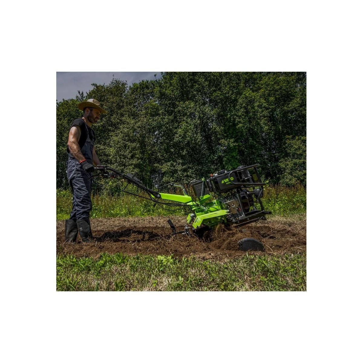 VITO Garden Motoculteur thermique diesel 12CV 4T Transmission directe Fraises et Butteur double VITO