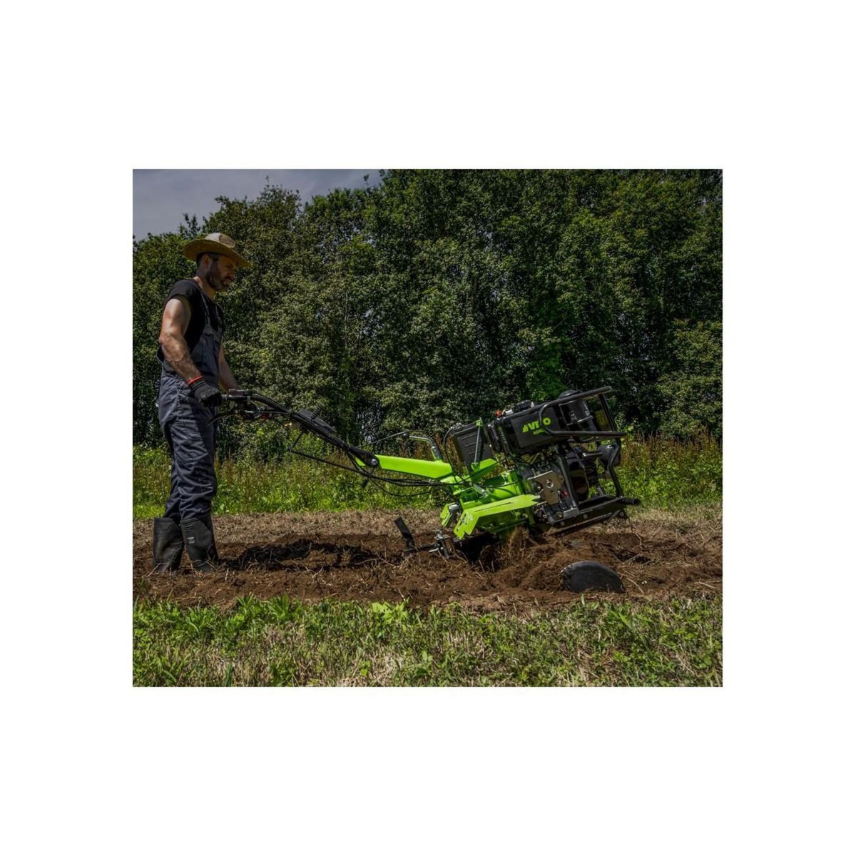 VITO Garden Motoculteur thermique diesel 12CV 4T Transmission directe Fraises et Butteur double VITO