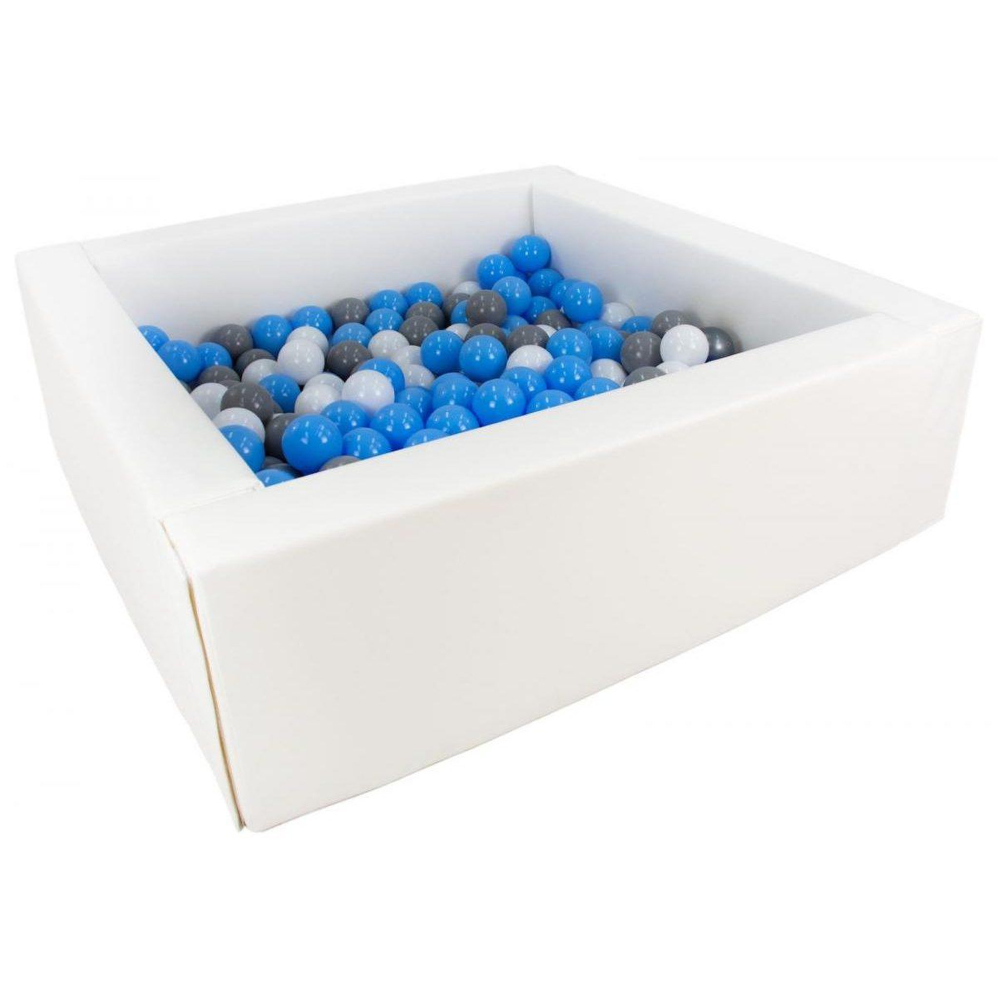 VELINDA Piscine à balles carrée avec 200 balles - blanc/blanc, bleu clair, gris