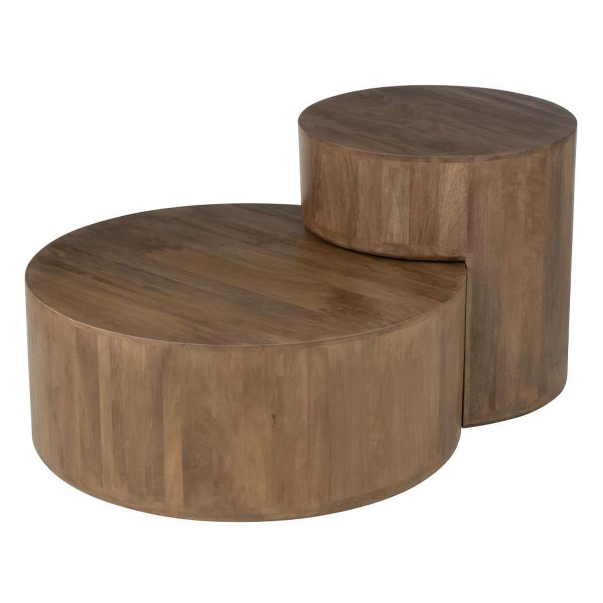 J-LINE Lot de 2 tables basses en bois  toge  75cm marron