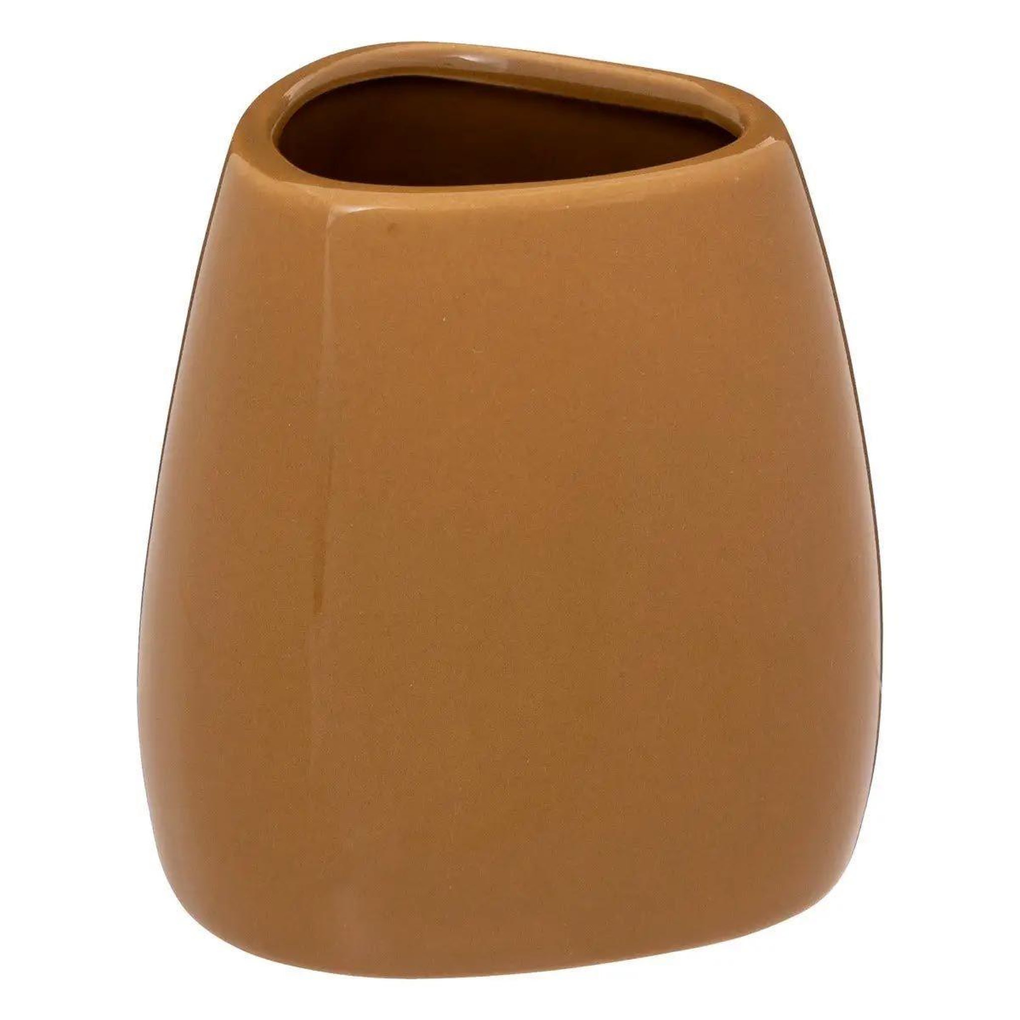 FIVE Gobelet salle de bain  galet  9cm marron tabac