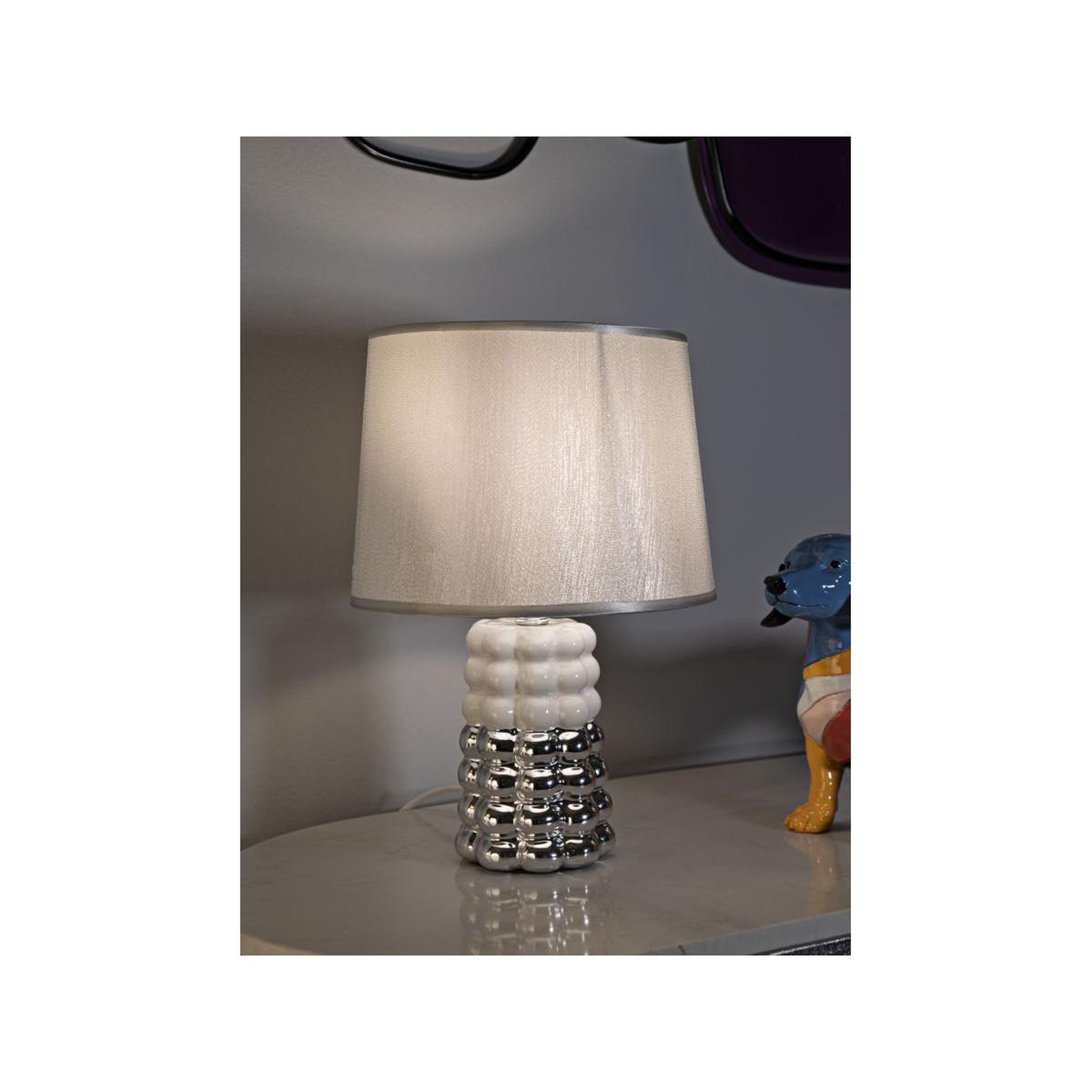 Voir la diapositive 5 : Paris Prix Lampe à poser en céramique  lace  33cm argent & blanc