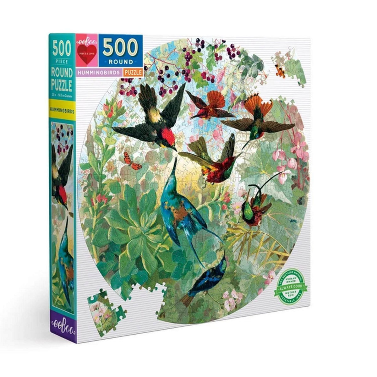 Eeboo Puzzle Eeboo Colibris Rond 500 pièces