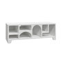 Voir la diapositive 1 : SWEEEK Meuble tv organique effet bois blanc 160cm avec plusieurs niches 7 compartiments de rangement L160cm