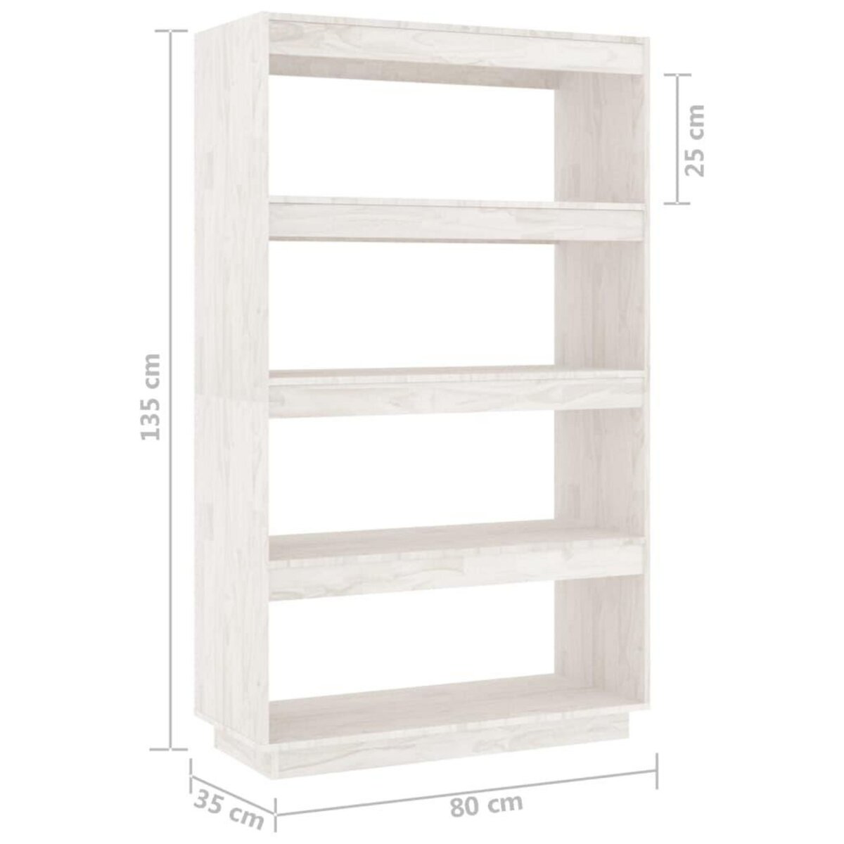 VIDAXL Bibliotheque/Separateur de piece Blanc 80x35x135 cm Pin massif