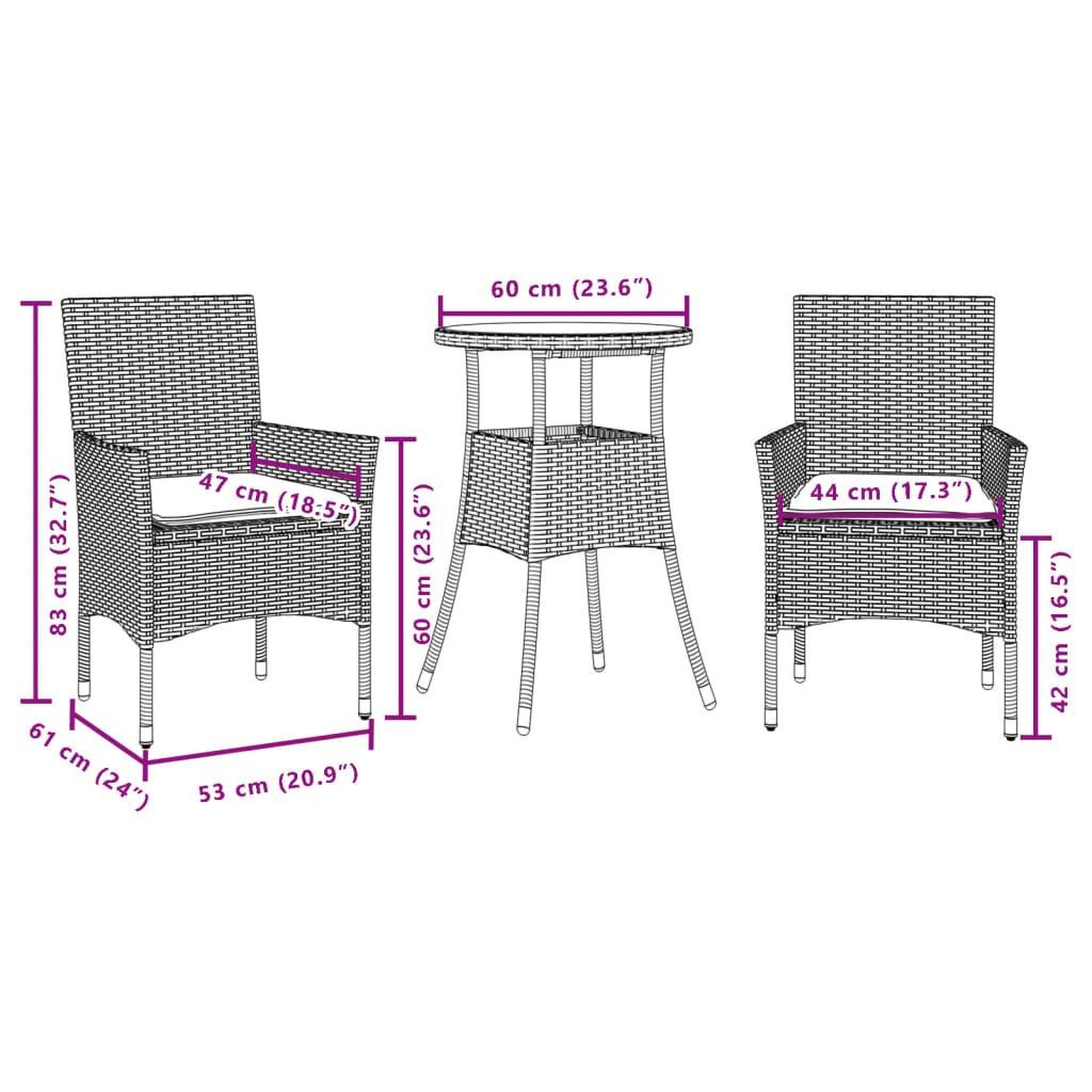 Voir la diapositive 6 : VIDAXL Ensemble a manger de jardin et coussins 3 pcs beige rotin verre