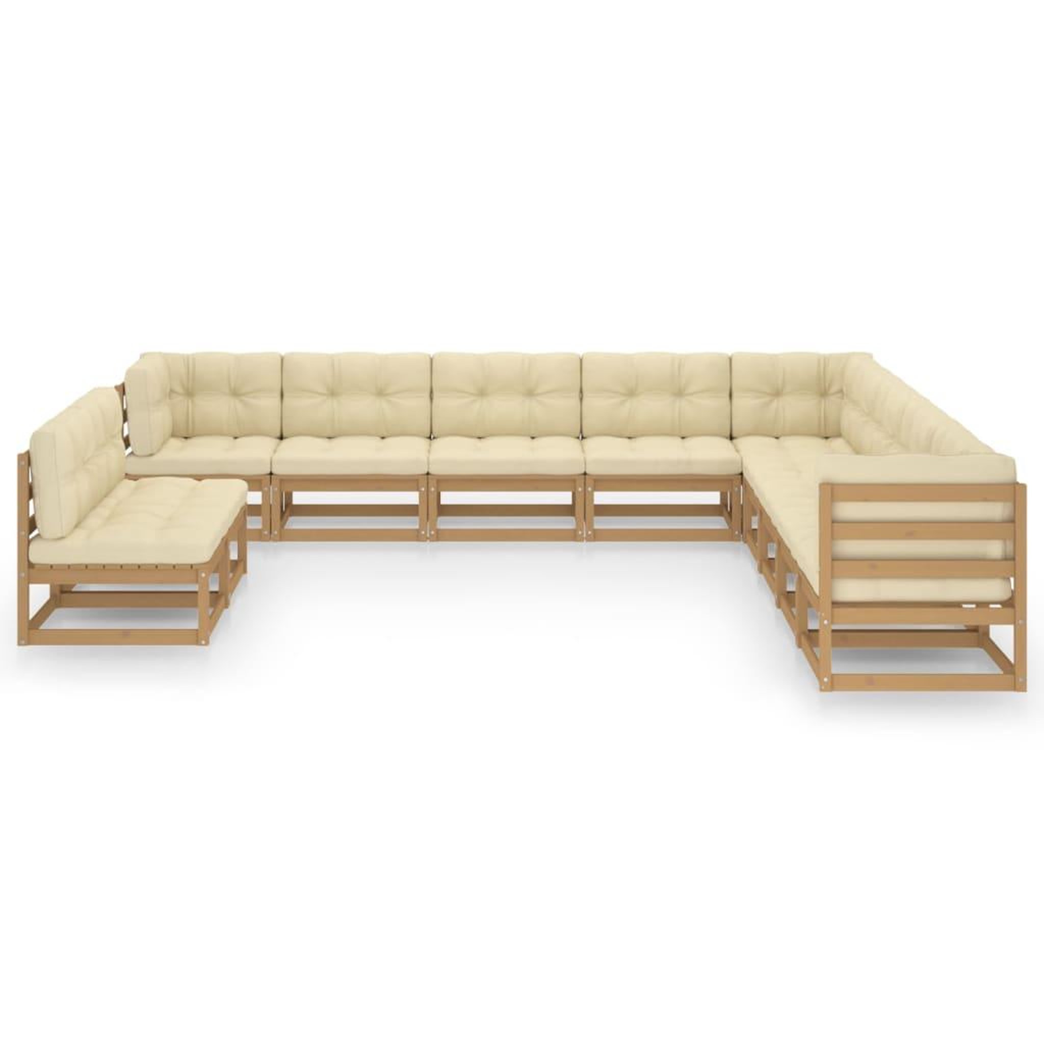 Voir la diapositive 2 : VIDAXL Salon de jardin 11 pcs avec coussins Marron miel Bois de pin