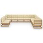 Voir la diapositive 2 : VIDAXL Salon de jardin 11 pcs avec coussins Marron miel Bois de pin