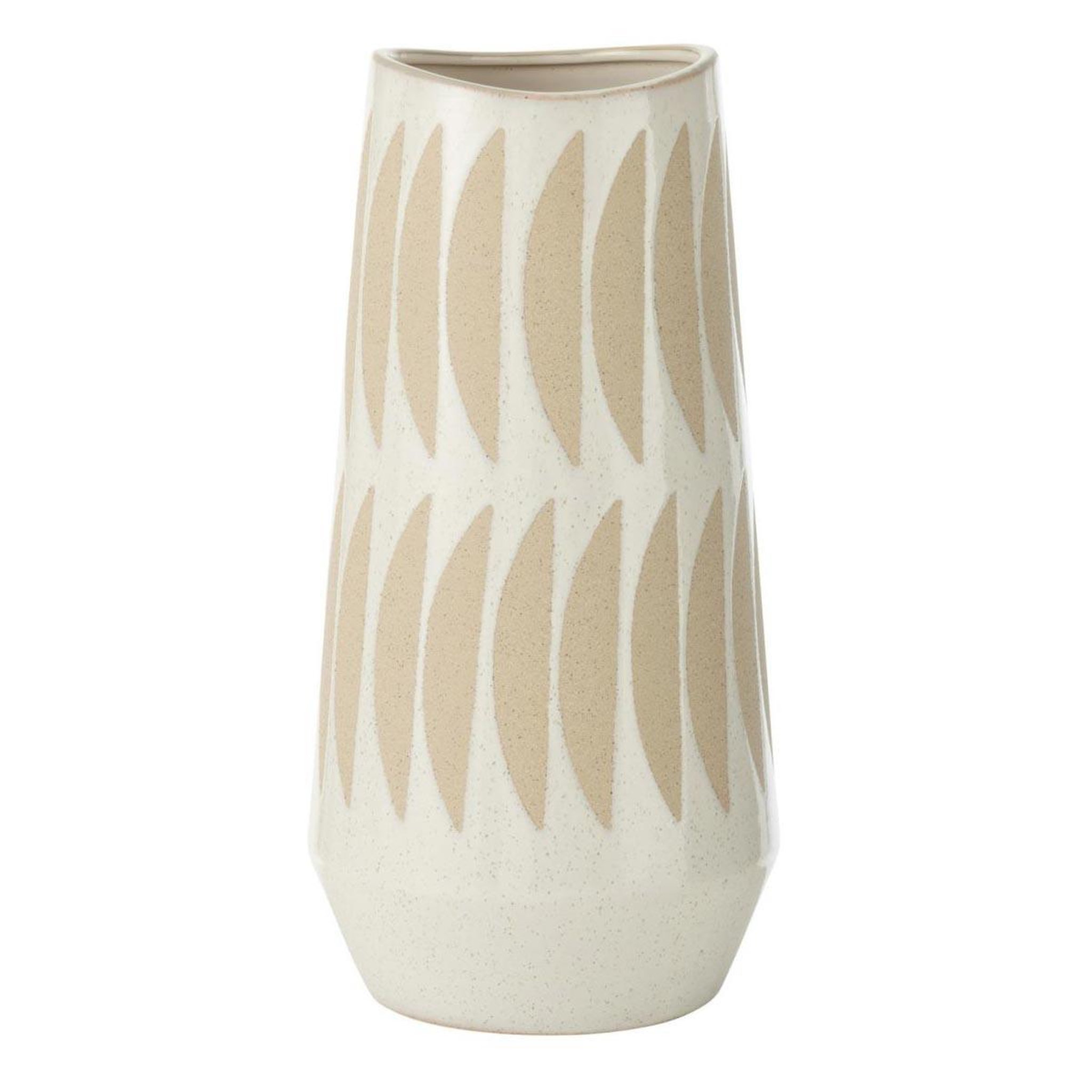 J-LINE Vase déco en grès  kai  40cm beige & blanc
